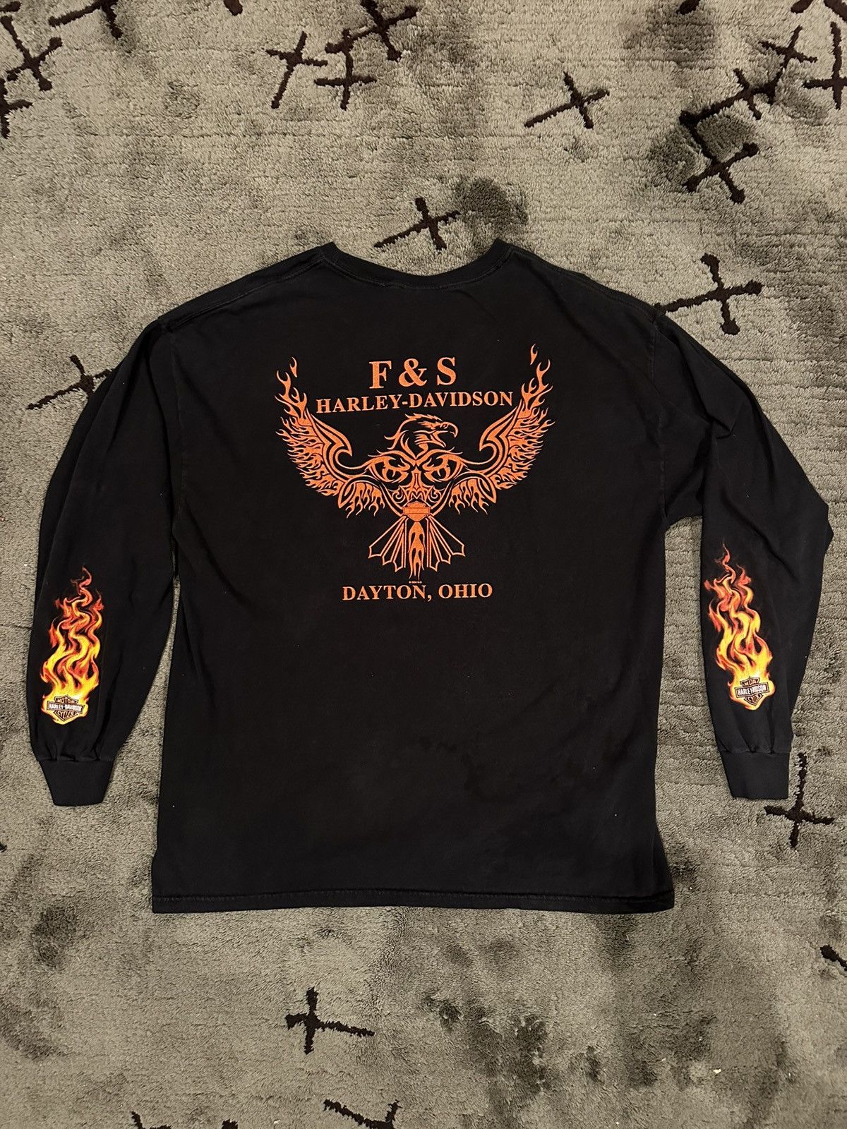 Harley Davidson 2004 Harley Davidson Flame Sleeve F&S Dayton Ohio Longsleeve Size US XL / EU 56 / 4 - 2 Thumbnail