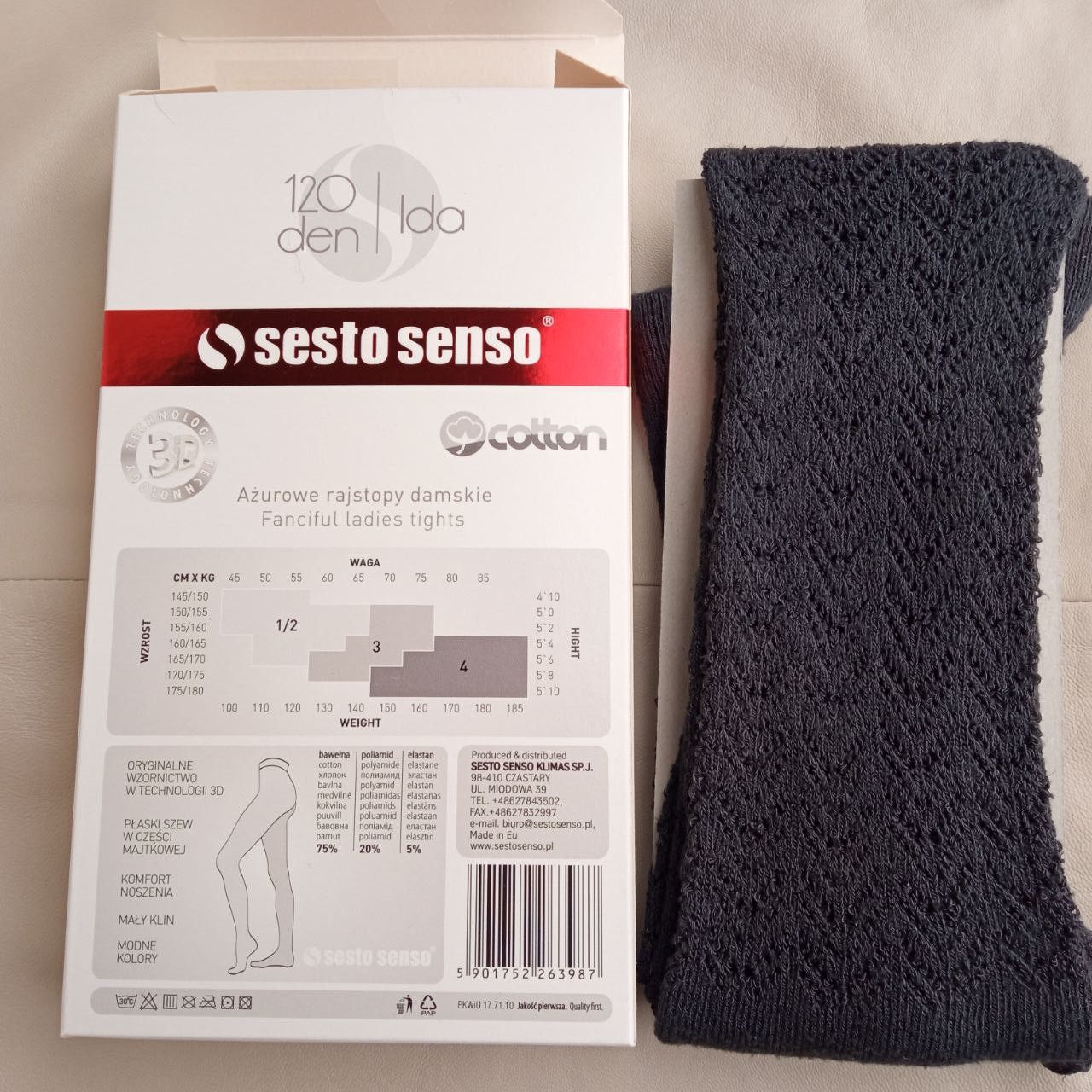 Other Lace Knitted Cotton Blend Tights Pantyhose 120 den Size 3,4 Size ONE SIZE - 4 Thumbnail