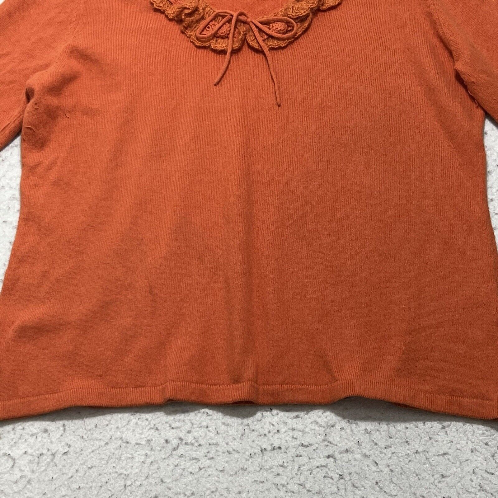 J. Jill J. Jill Angora Rabbit Hair Blend V-Neck Lace Orange Sweater Size M / US 6-8 / IT 42-44 - 5 Thumbnail