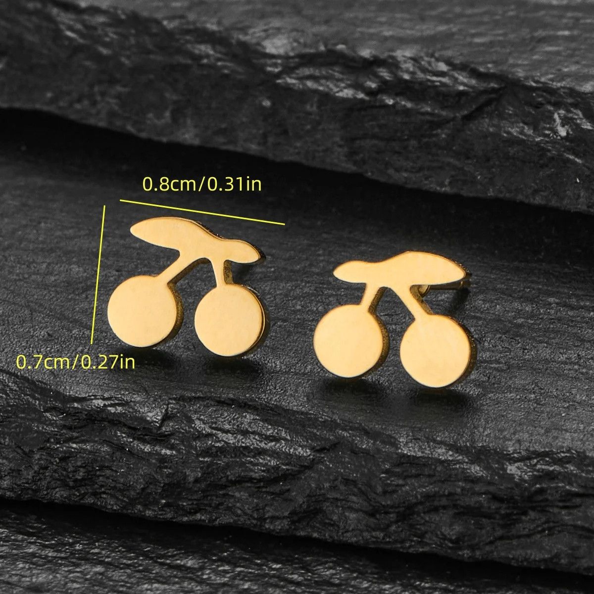 Jewelry Cherry Mini Stud Earrings Charm Earring Gift Size ONE SIZE - 2 Thumbnail