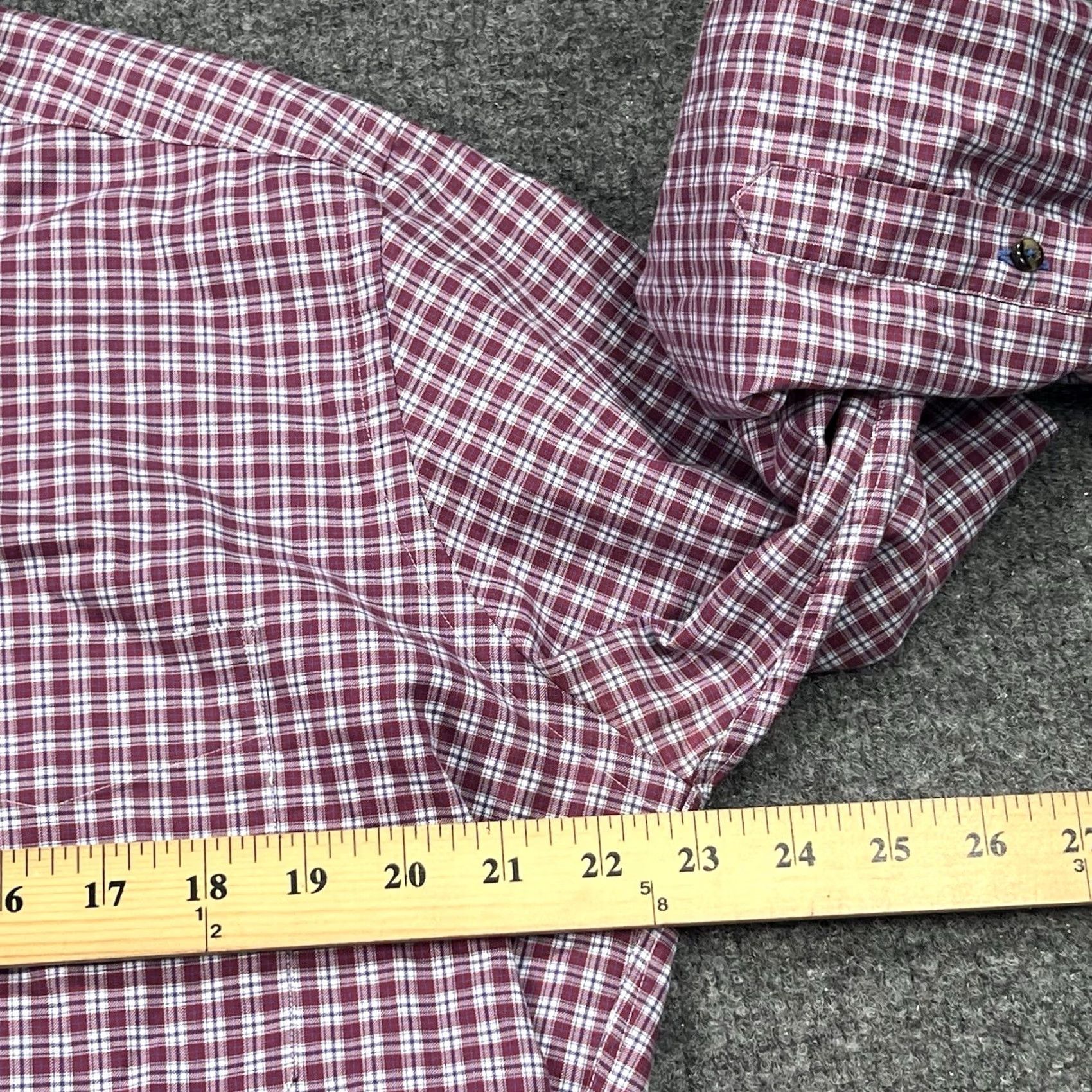 David Donahue David Donahue Dress Shirt Mens Large Red Plaid Check Button-Down Shirt Size 42R - 7 Thumbnail