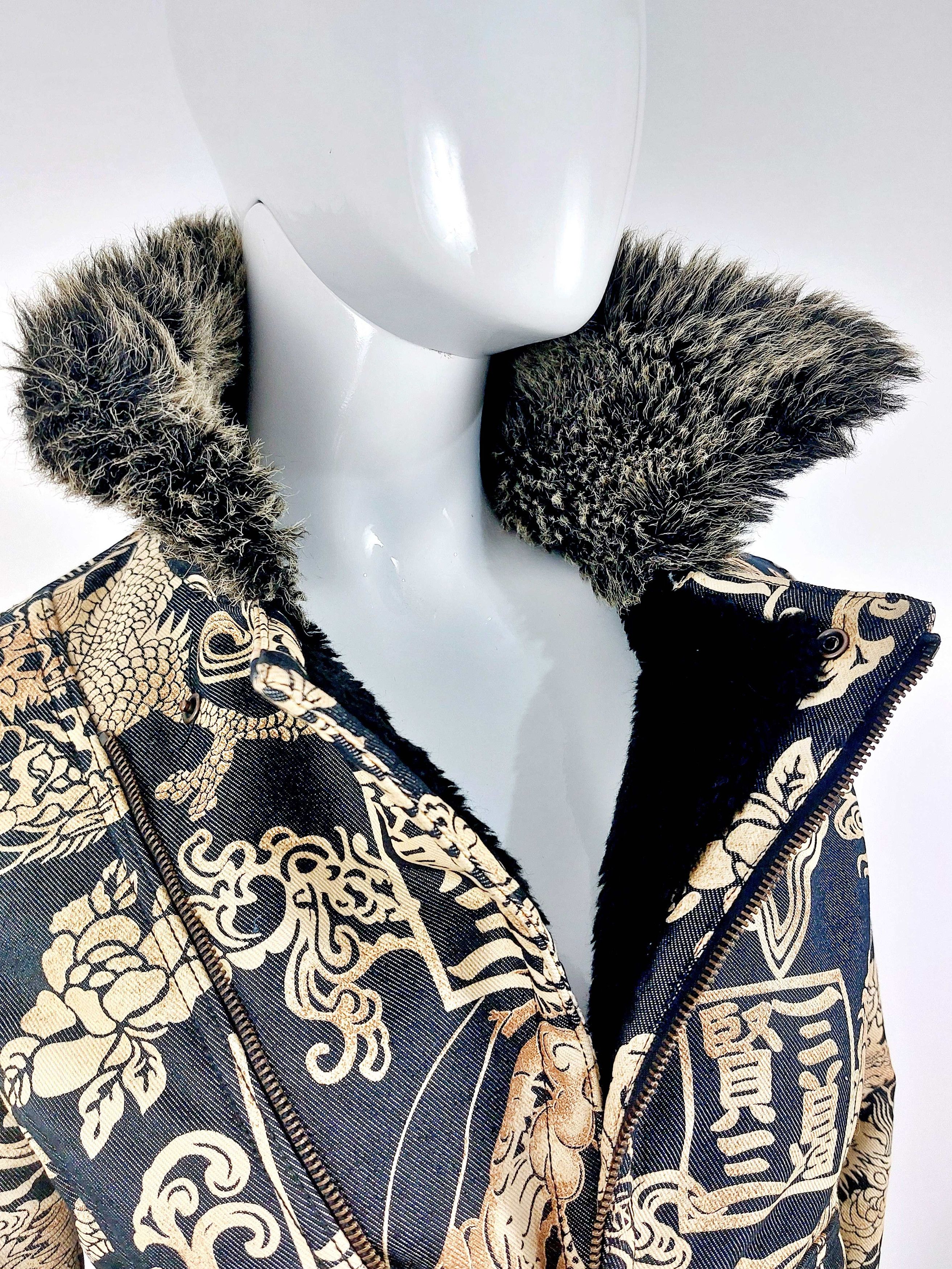 Kenzo Kenzo Jeans Japanese Asian Dragon Faux Fur Coat Jacket Size S / US 4 / IT 40 - 7 Thumbnail
