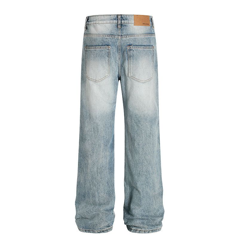 Vintage Men's American Retro Straight-Leg Distressed Washed Jeans Size US 32 / EU 48 - 2 Thumbnail