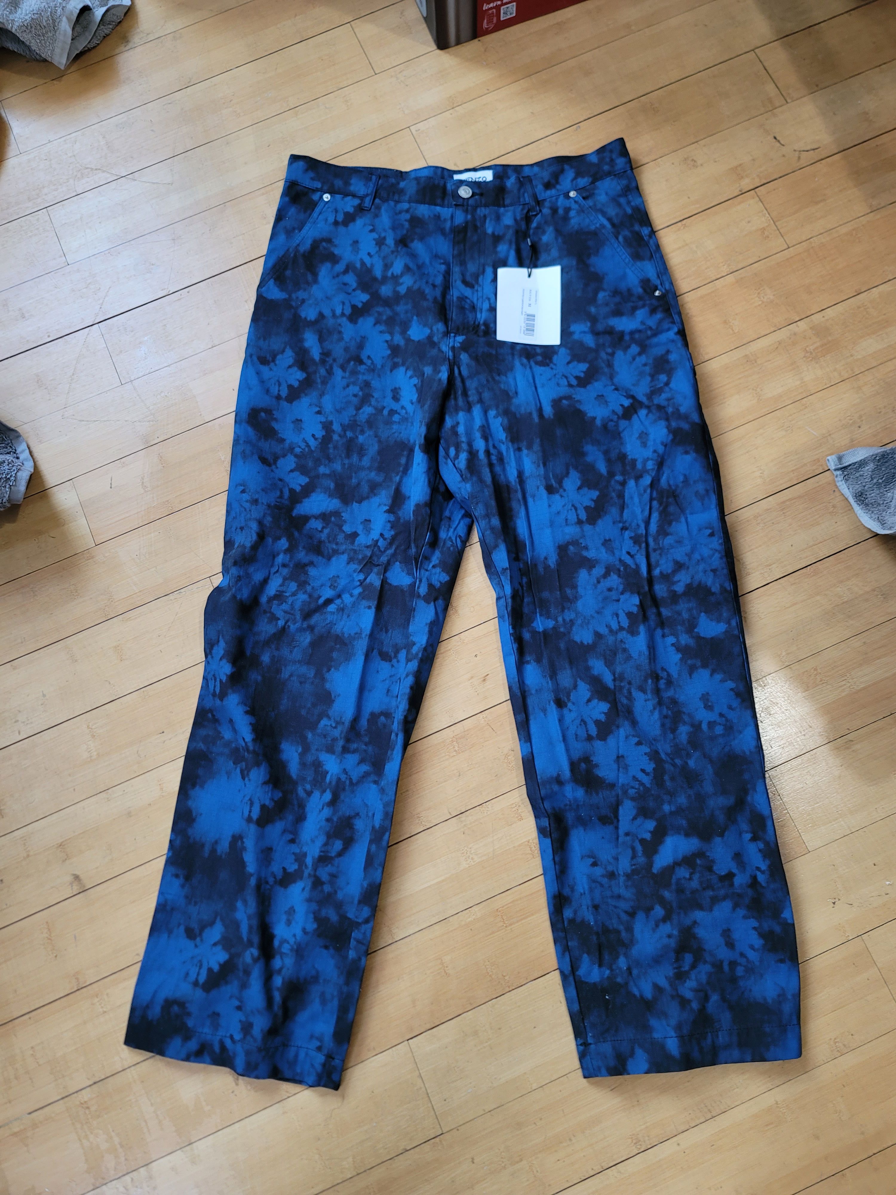 Kenzo Kenzo 'Ghost flower' acid wash pants Size US 32 / EU 48 - 1 Thumbnail