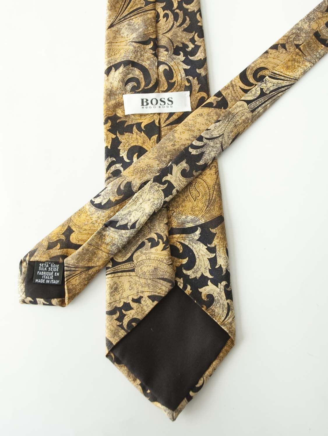 Hugo Boss × Vintage Hugo Boss Tie 100% Silk Made in Italy Gold Baroque Vintage Size ONE SIZE - 3 Thumbnail