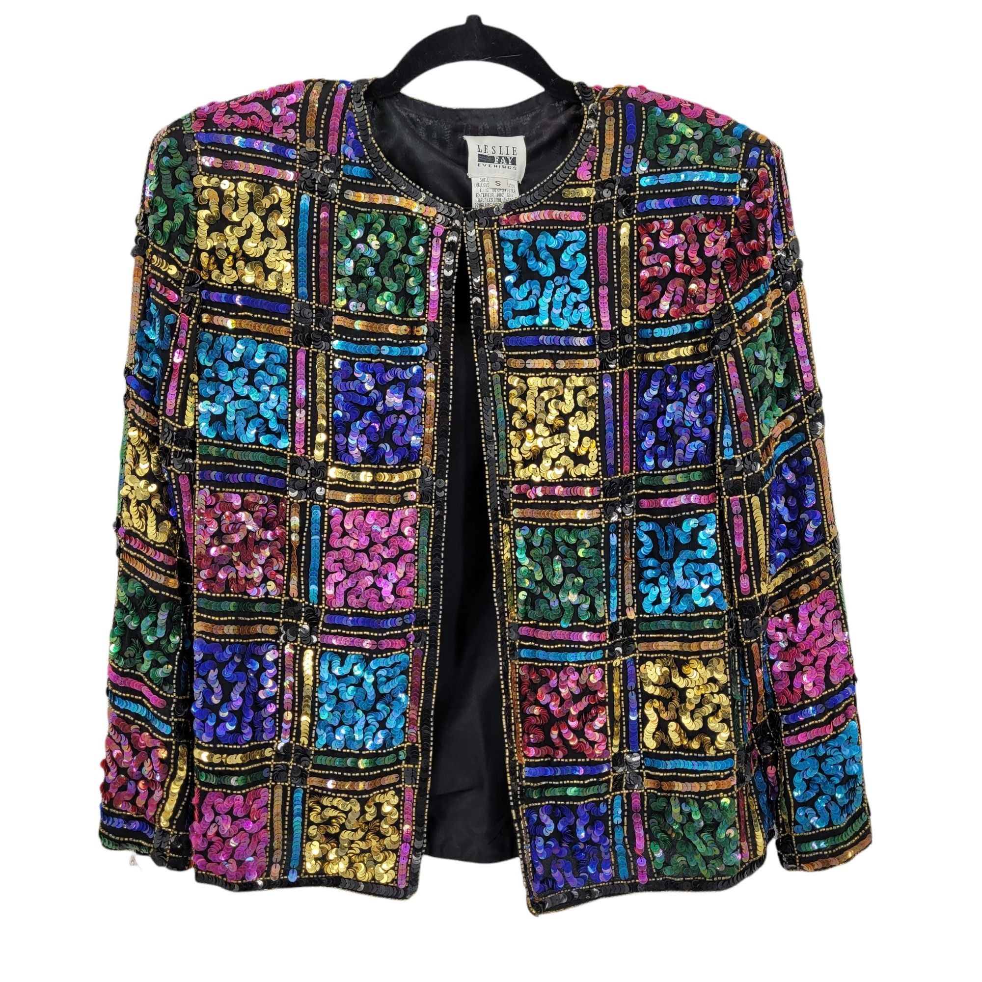 Vintage Vtg 80's Leslie Fay Silk Sequin Blazer Sz S Formal Rainbow G Size S / US 4 / IT 40 - 1 Thumbnail