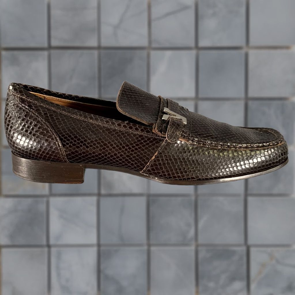 Versace GIANNI VERSACE Size 10 Brown Python Loafer Loafers Mens Adult Leather Dress Loafer Size US 10 / EU 43 - 1 Thumbnail