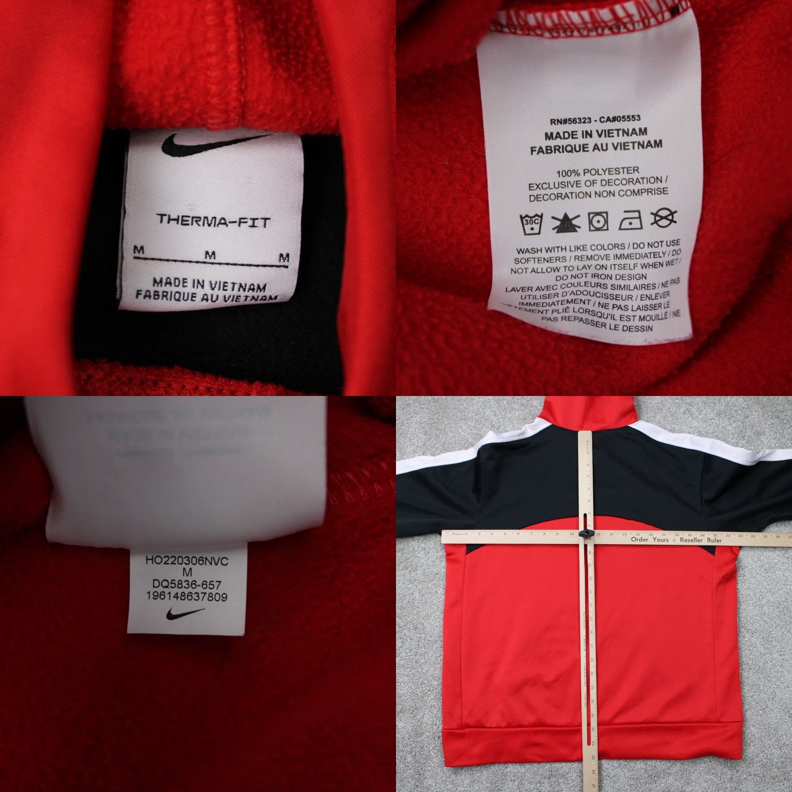 Nike Nike Force Hoodie Mens Medium Red Black Therma Fit Hooded Sweatshirt Size US M / EU 48-50 / 2 - 8 Thumbnail