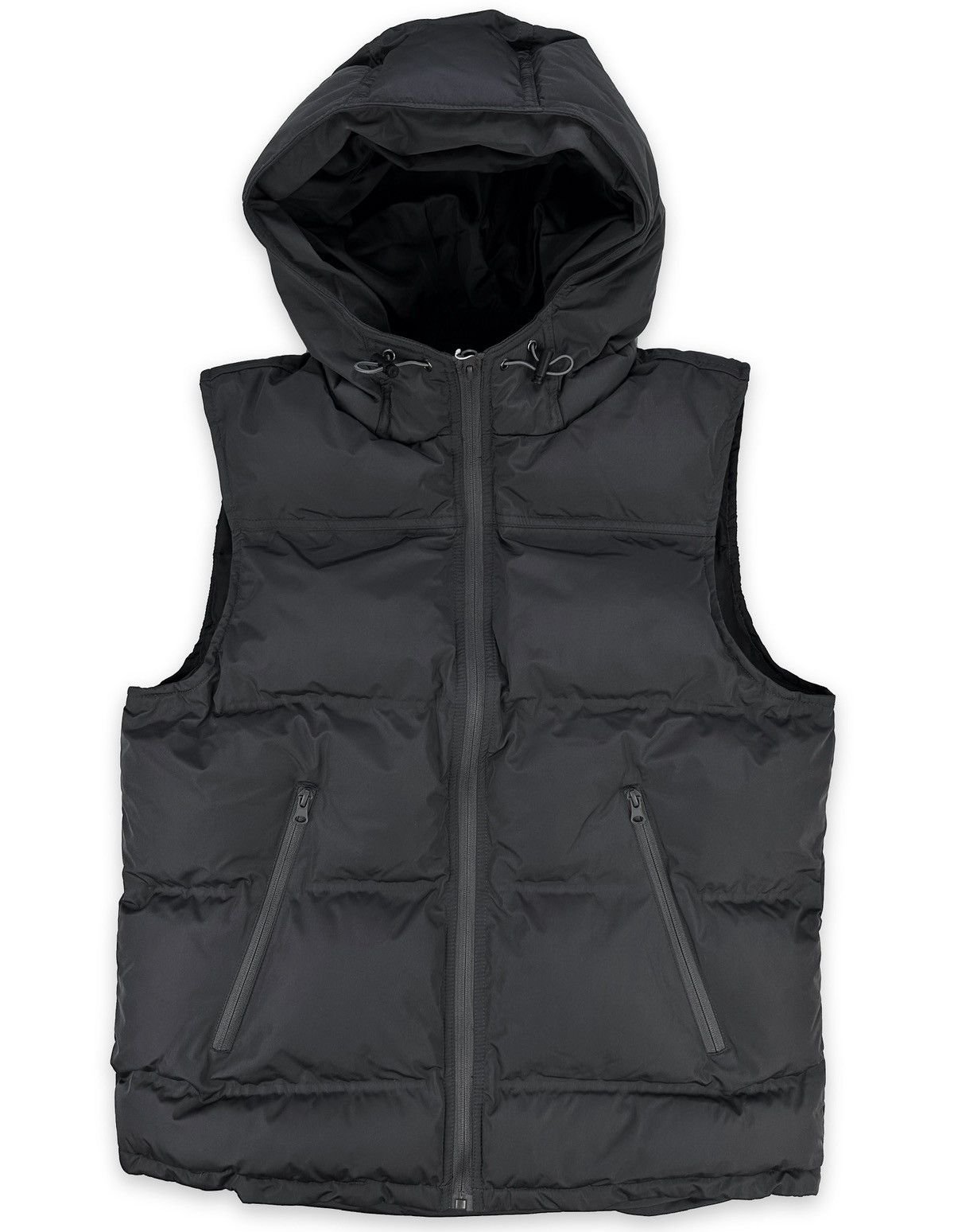image of Tete Homme Down Fill Hooded Puffer Vest in Grey, Men's (Size Large)