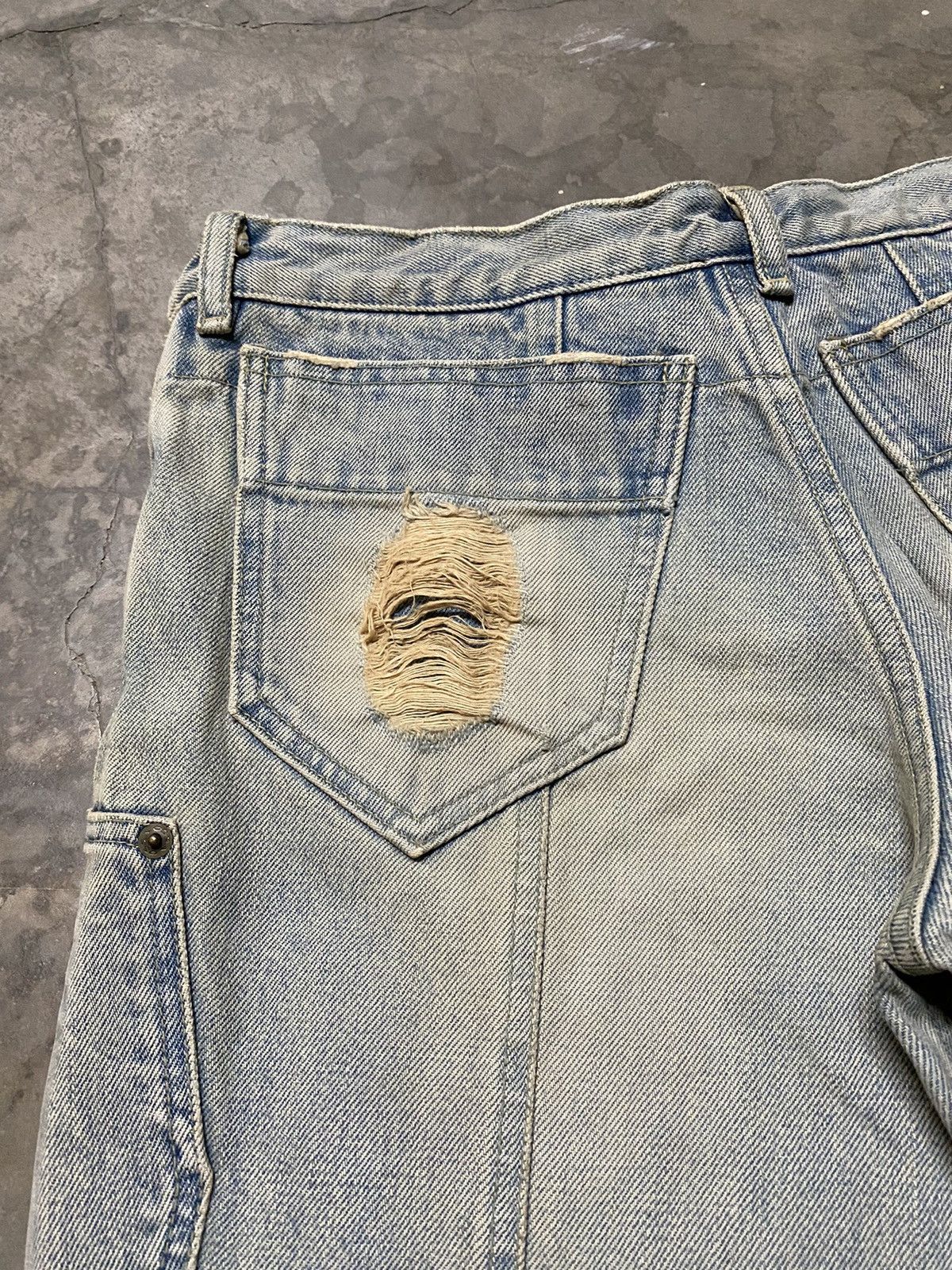 Japanese Brand × Vintage Flare Jeans Japan Ossa Mondo Utility Cargo Distressed Ripped Size US 30 / EU 46 - 14 Thumbnail