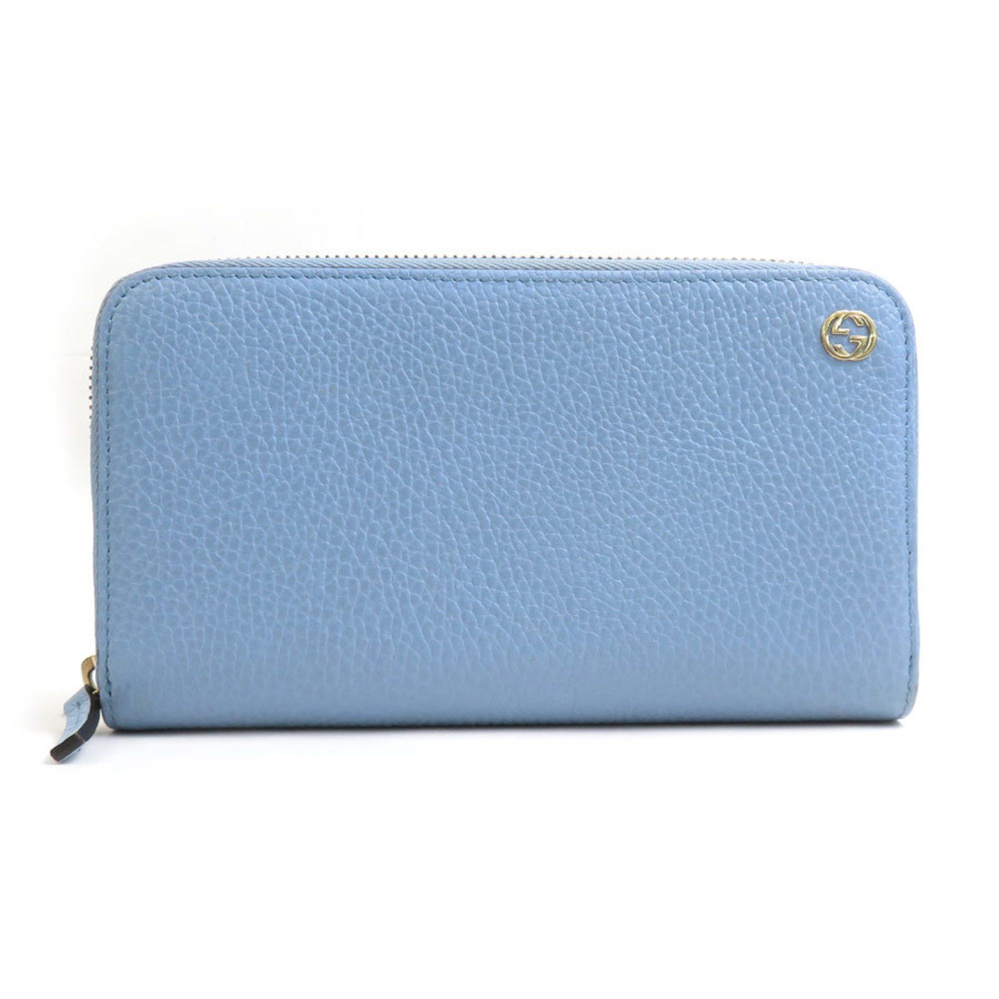 Gucci Gucci round long wallet in light blue leather, men's and women's, 449347 h31502g Size ONE SIZE - 1 Thumbnail