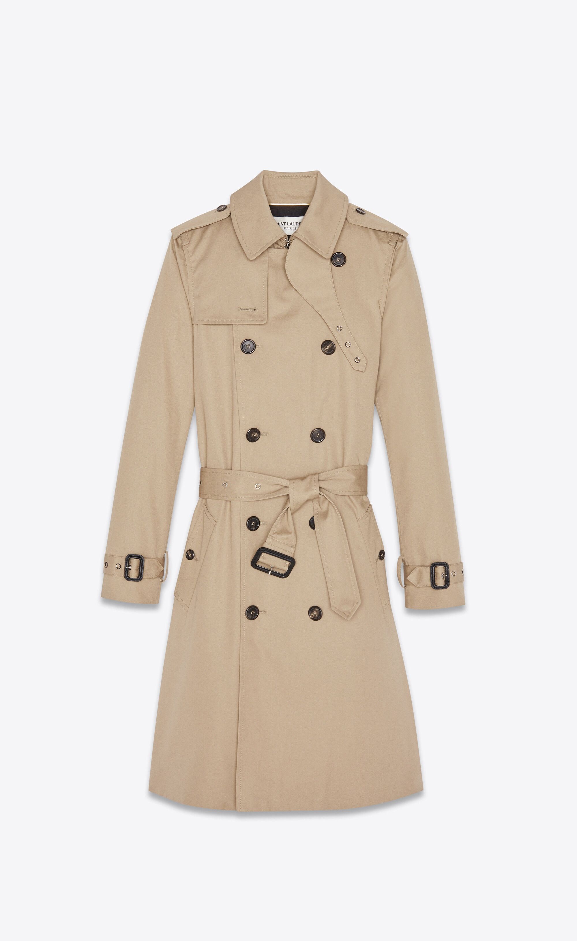 Saint Laurent Paris o1s1wg111224 Trench Coat in Gabardine in Beige Size M / US 6-8 / IT 42-44 - 1 Thumbnail