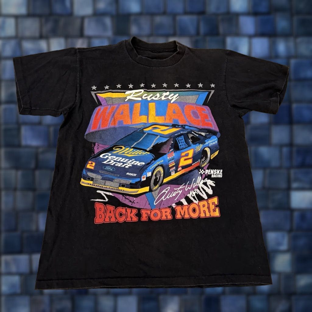 Rusty VINTAGE 90s Rusty Wallace Single Stitch Tshirt Mens L Black Logo Big Logo Mens L Size US L / EU 52-54 / 3 - 1 Thumbnail