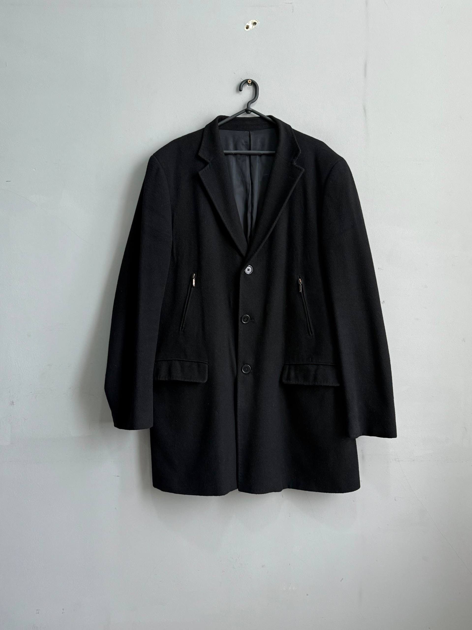 Yves Saint Laurent Vintage Yves Saint Laurent Pure Wool Button Over Coat Black Size US XXL / EU 58 / 5 - 1 Thumbnail