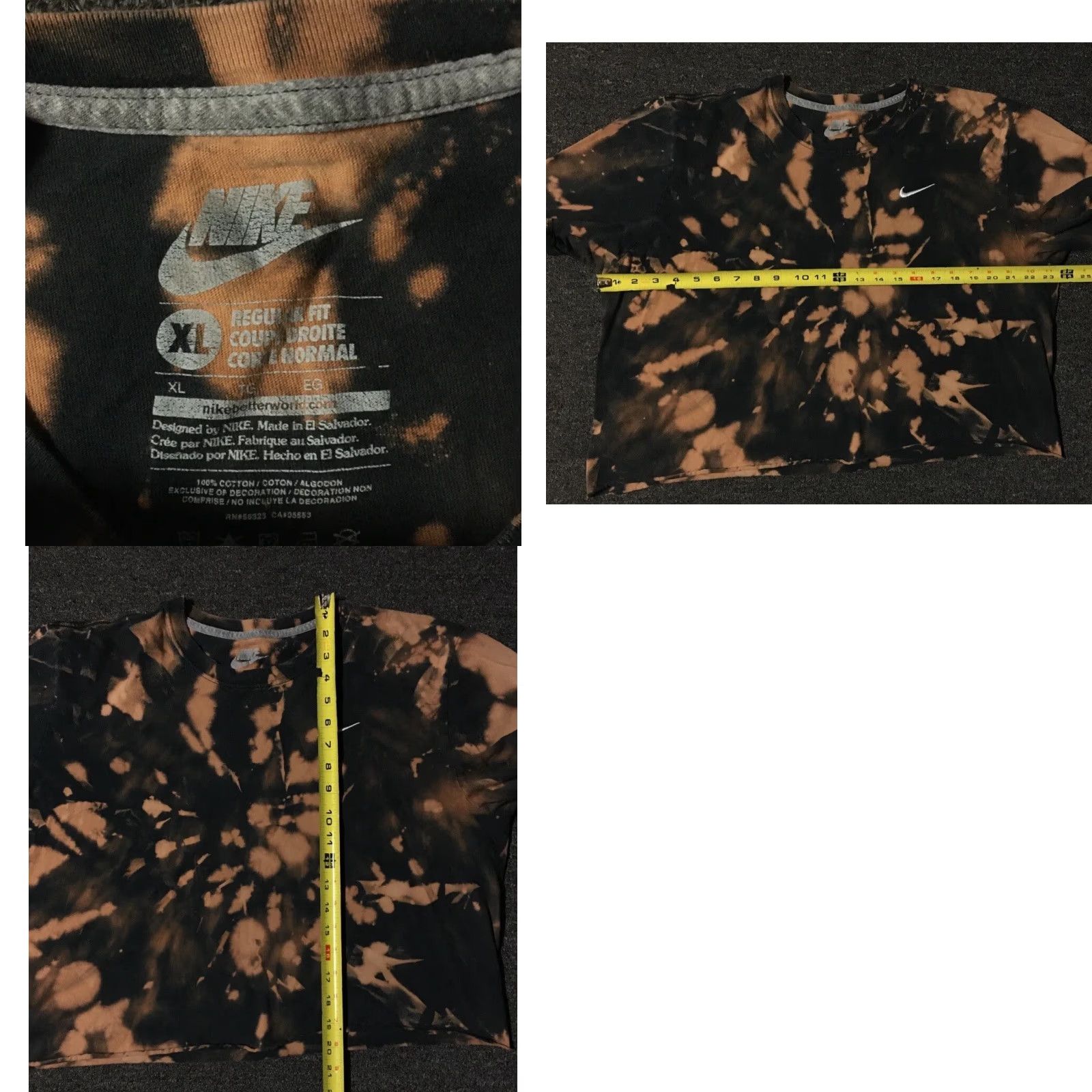 Nike Nike Swoosh Faded Bleach Crop Shirt XL Black Graphic Tee Women Vintage Grunge Hip Hop 80s 90s California USA Shirt Size XL / US 12-14 / IT 48-50 - 8 Thumbnail
