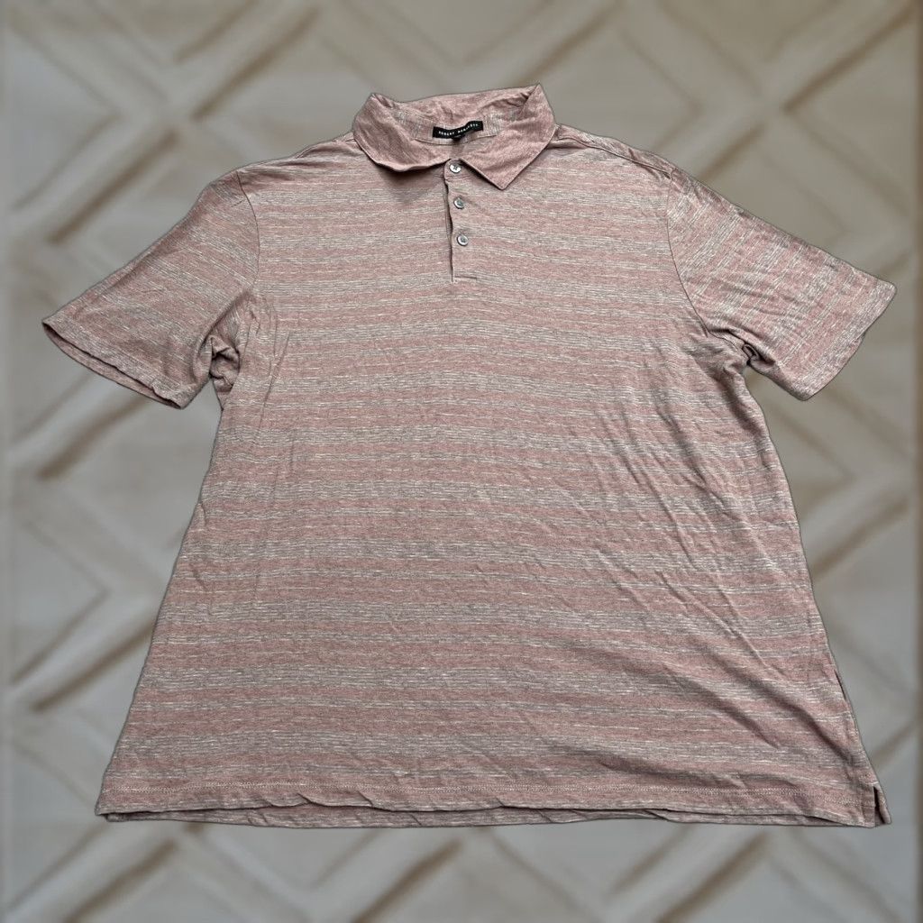 Vintage Robert Barakett Polo Shirt Men XXL Red Striped Soft Stretch Cotton Casual Activewear Size US XXL / EU 58 / 5 - 1 Thumbnail