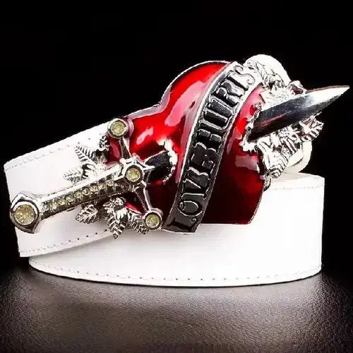 Other Silver Color White Belt Love Hunter Belt Size ONE SIZE - 2 Thumbnail
