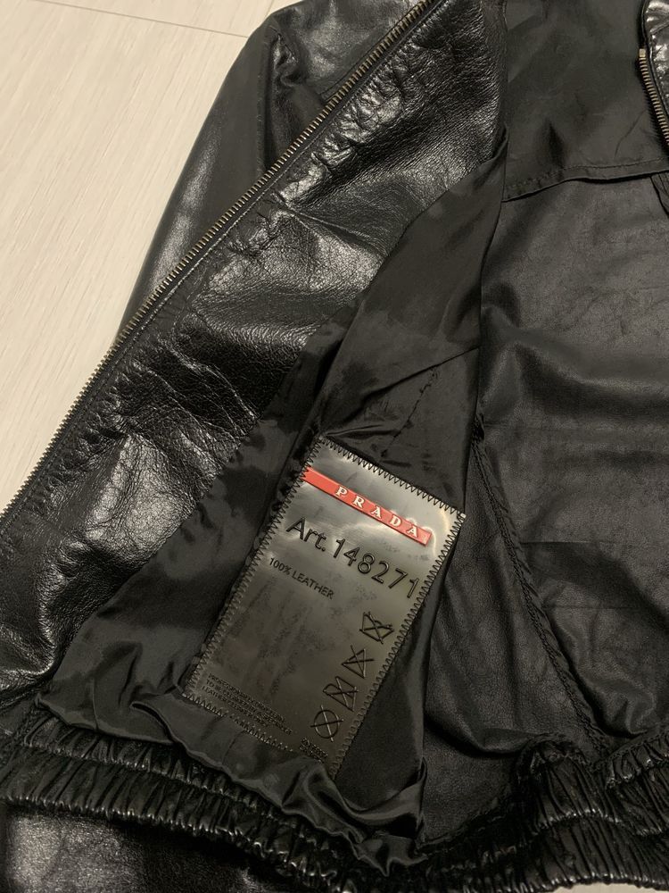 Prada Prada Vintage Leather Jacket art. 148271 Size S / US 4 / IT 40 - 6 Thumbnail