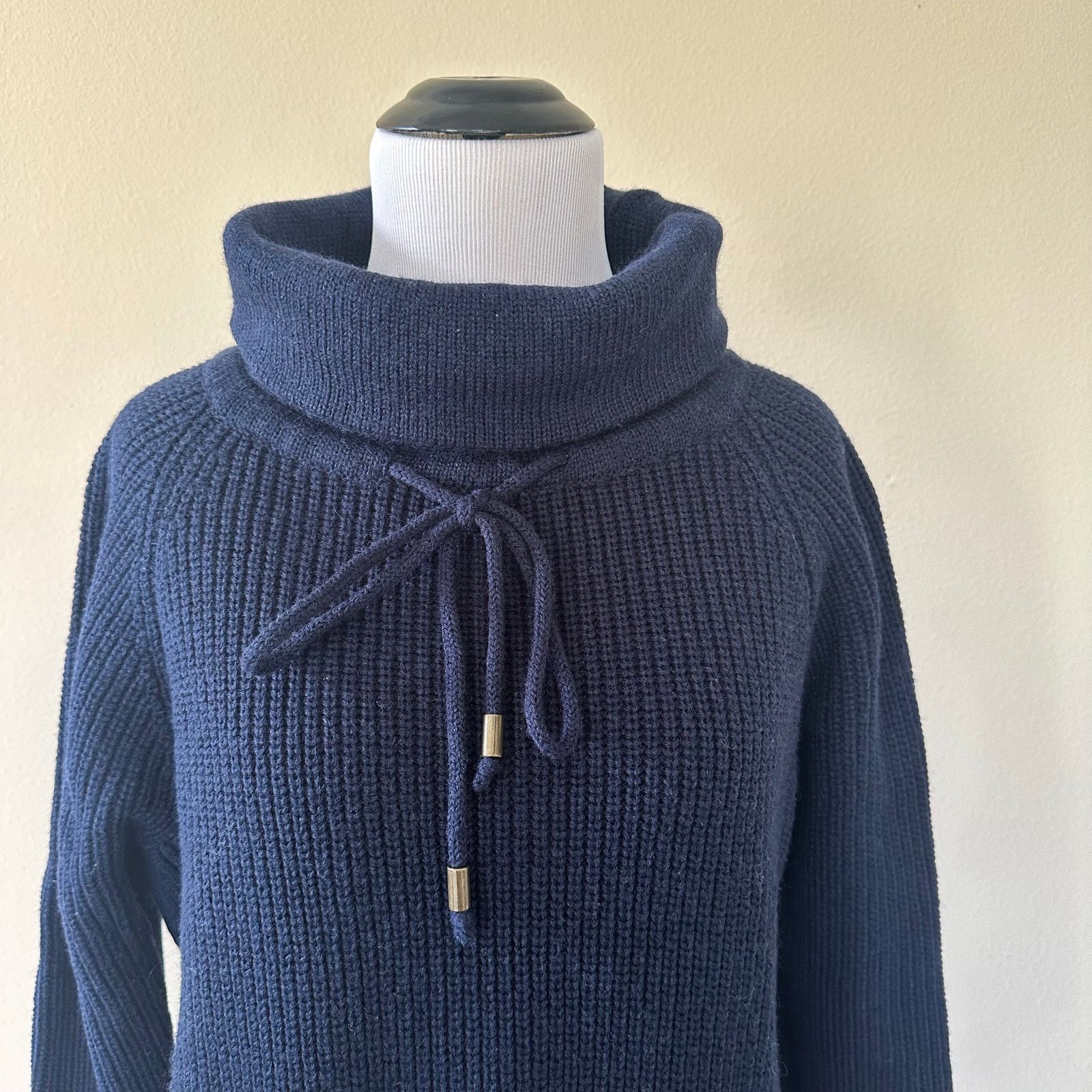 Other Kookai Navy Wool Chunky Knit Cowl Neck Sweater Size M Size M / US 6-8 / IT 42-44 - 2 Thumbnail