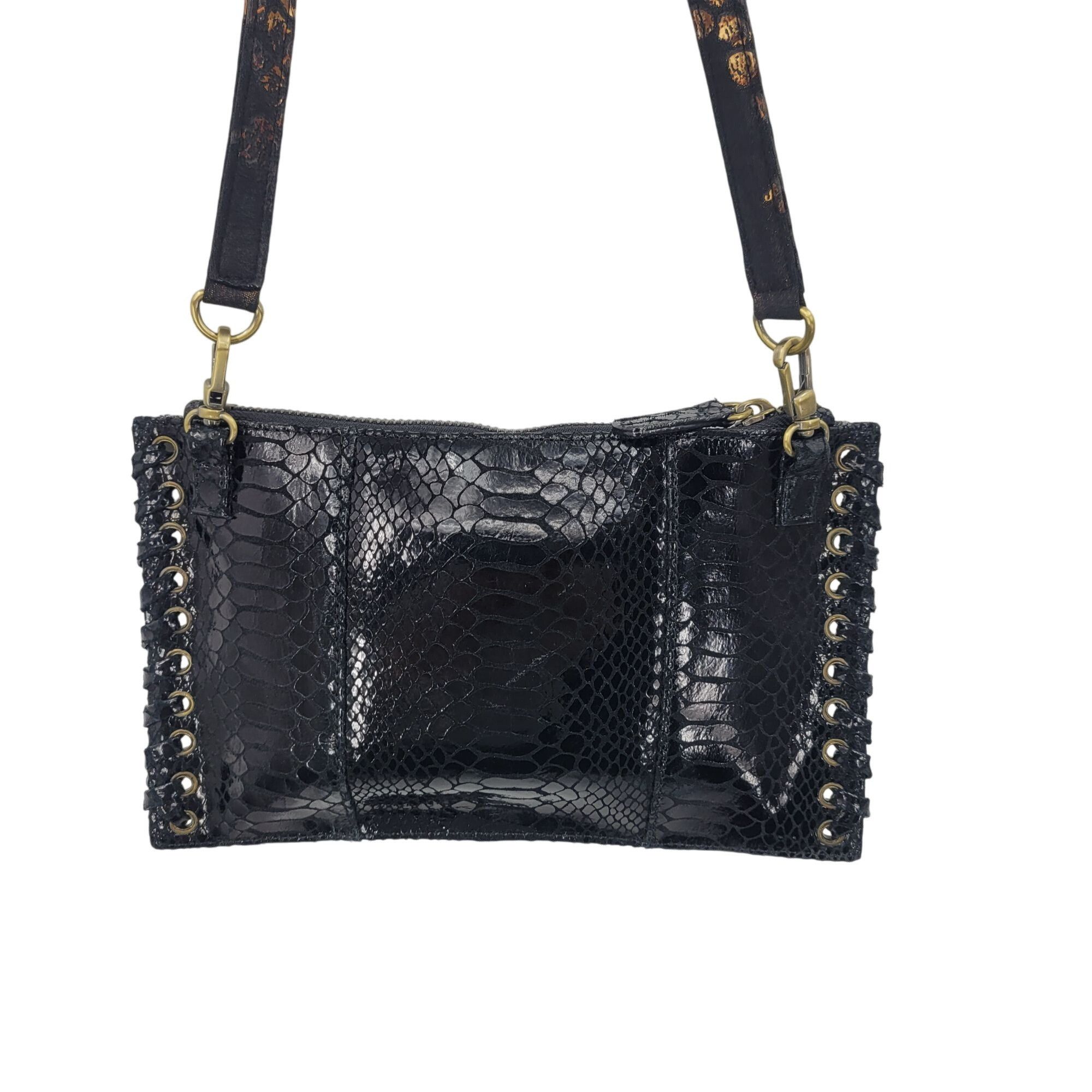 Other Y2K Sharif Black Faux Snake Wristlet Clutch Bag Baguette Gro Size ONE SIZE - 2 Thumbnail