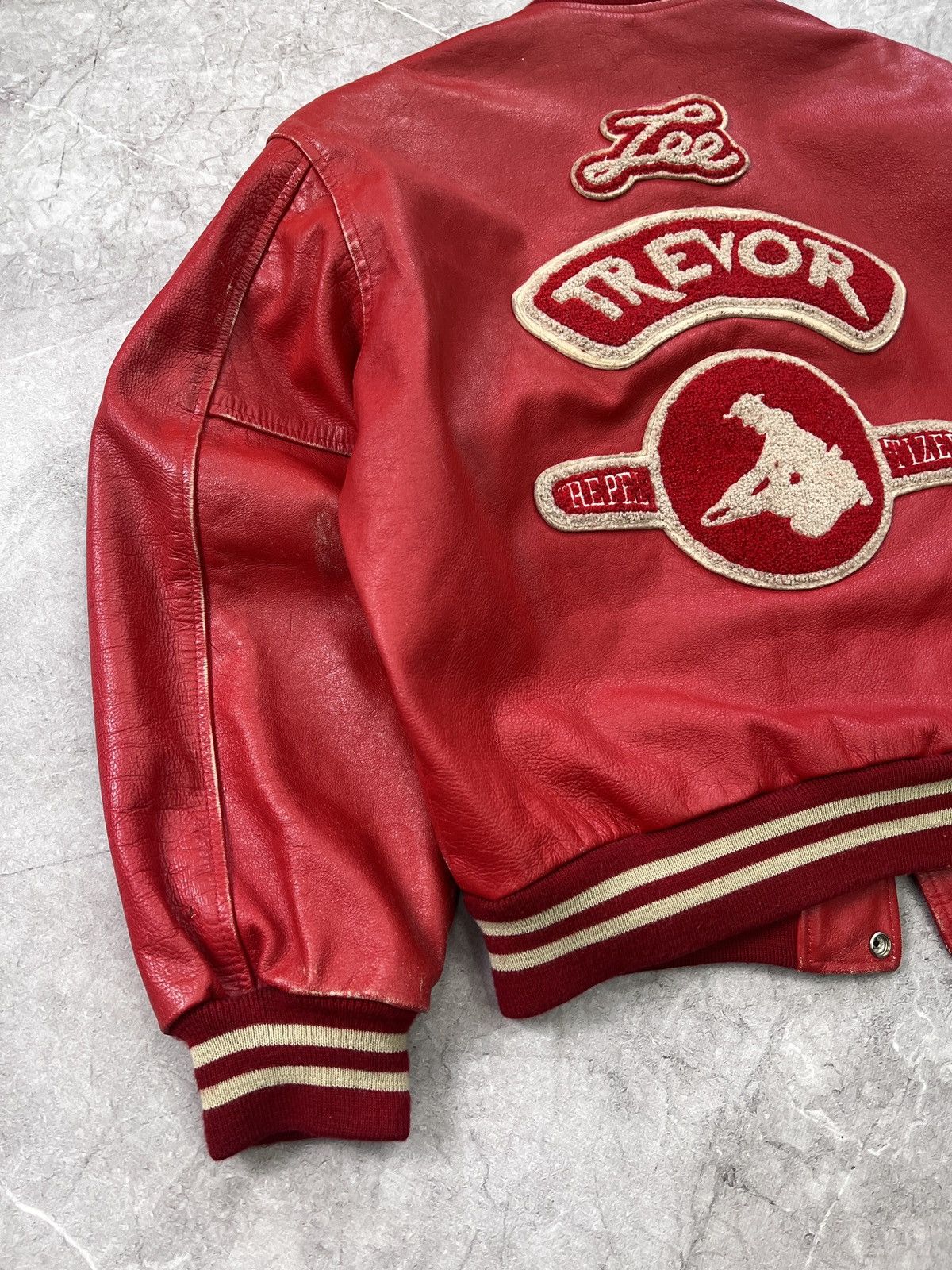 Lee × Vintage Vintage retro leather LEE STORM RIDER TREVOR VARSITY JACKET Size US M / EU 48-50 / 2 - 12 Thumbnail