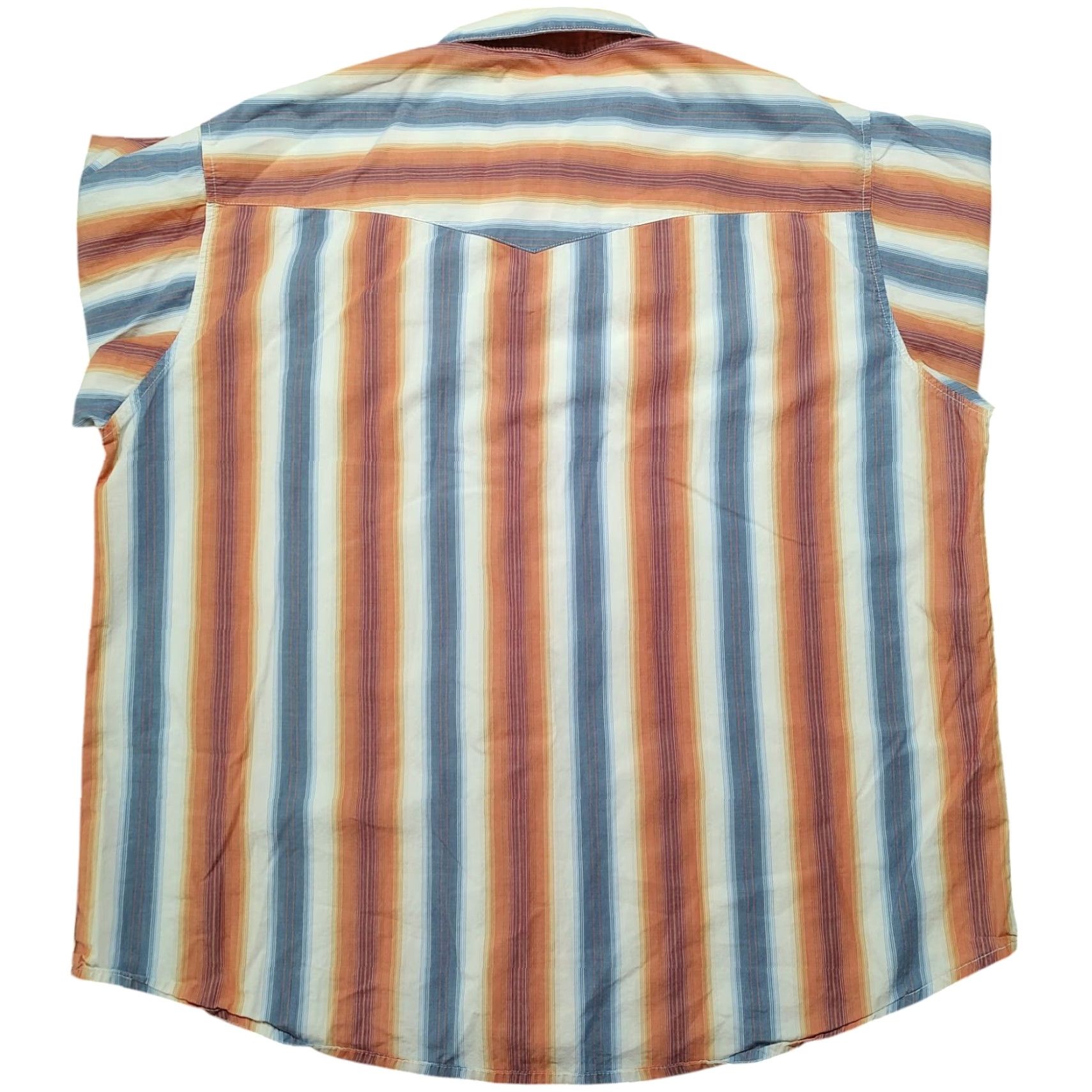 Wrangler Wrangler Mens XL Orange White Blue Sawtooth Striped Pearl Snap Western Cowboy Size US XL / EU 56 / 4 - 3 Thumbnail