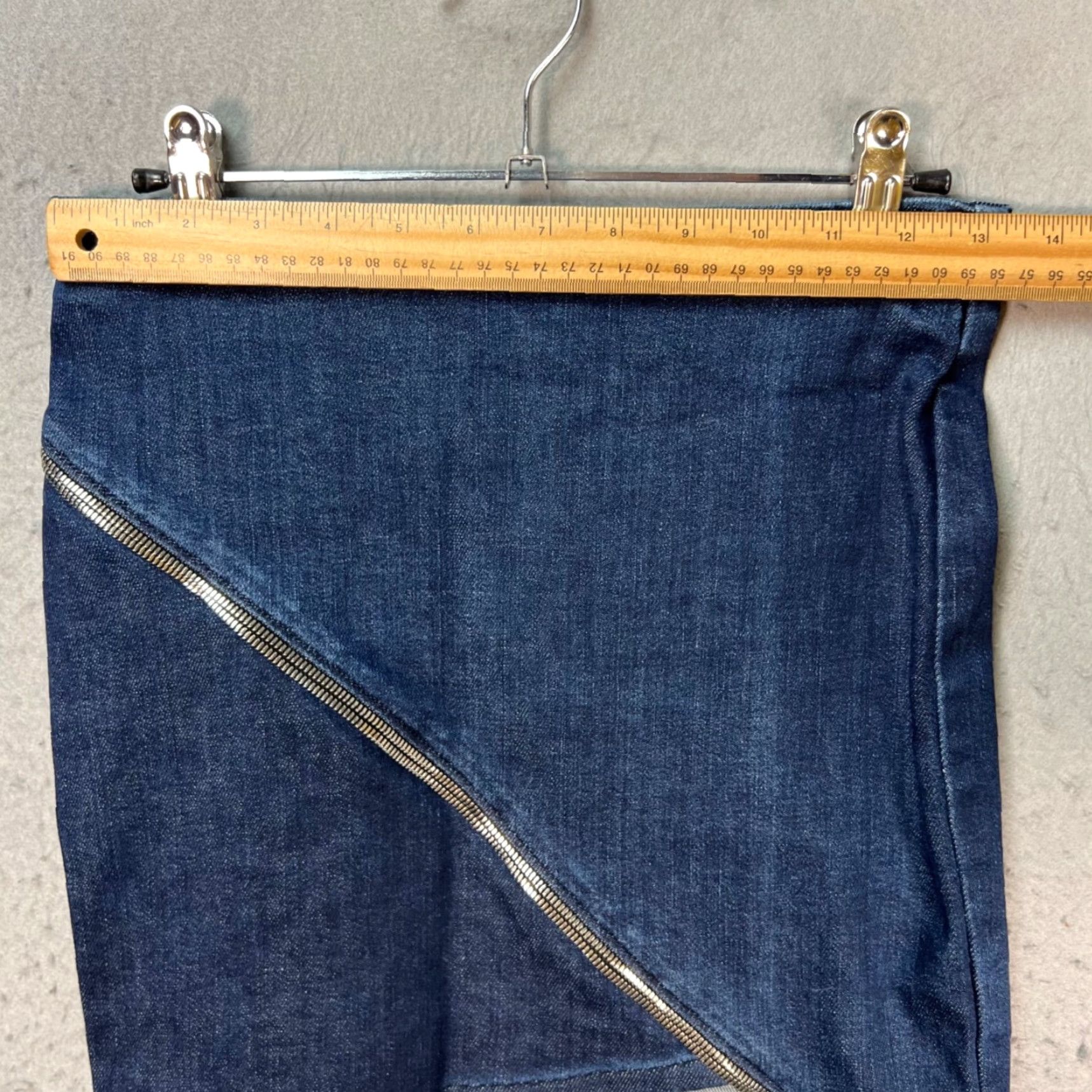 Rta RTA Womens Denim Pencil Skirt With Diagonal Zipper Blue Jean Mini Size 2 Size 26" / US 2 / IT 38 - 5 Thumbnail