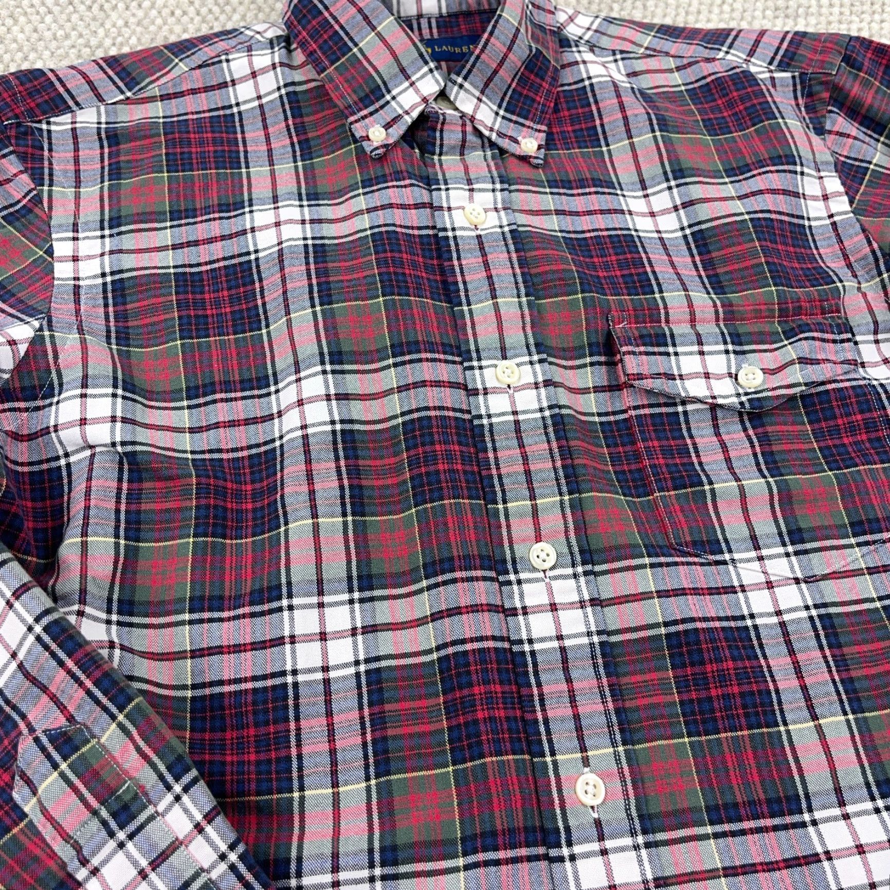 Ralph Lauren Ralph Lauren Shirt Men Medium Red Blue Button Up Oxford Cloth Tartan Plaid A61 Size US M / EU 48-50 / 2 - 3 Thumbnail