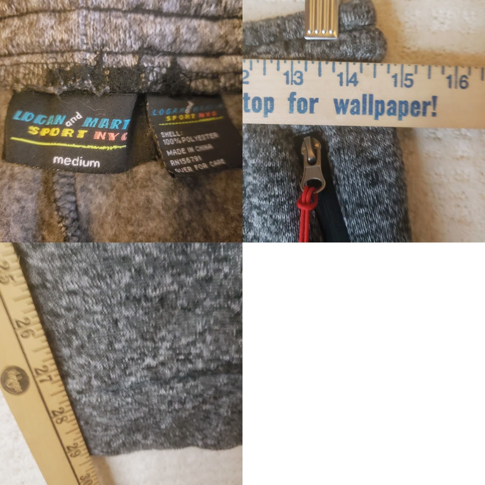 Vintage Logan and Martin Sport NYC Men's Gray M Joggers Knit Fleece Size US 31 - 9 Thumbnail