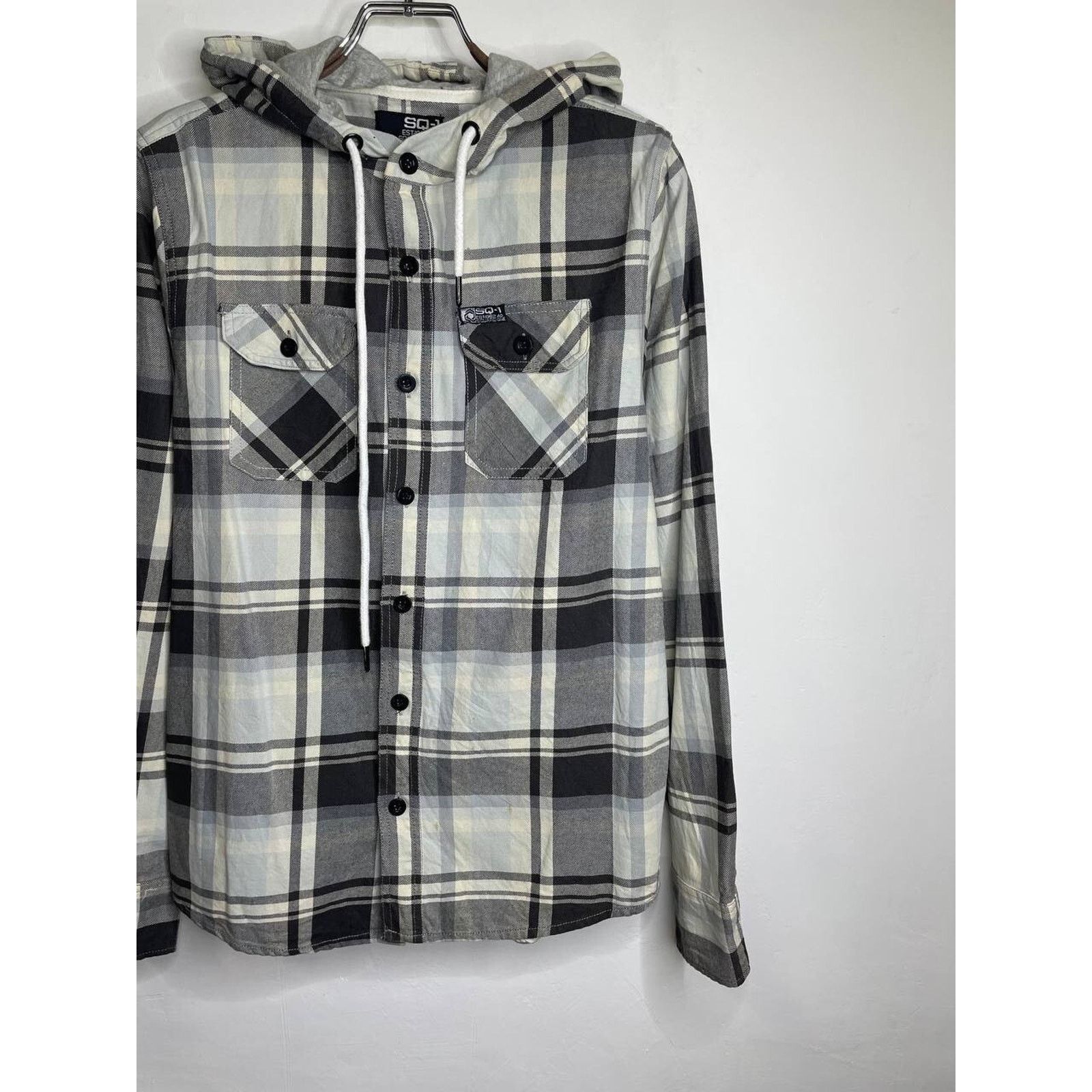 Express Vintage Plaid Flannel Shirt Hoodie White Hooded L Button-Up Size US L / EU 52-54 / 3 - 5 Thumbnail