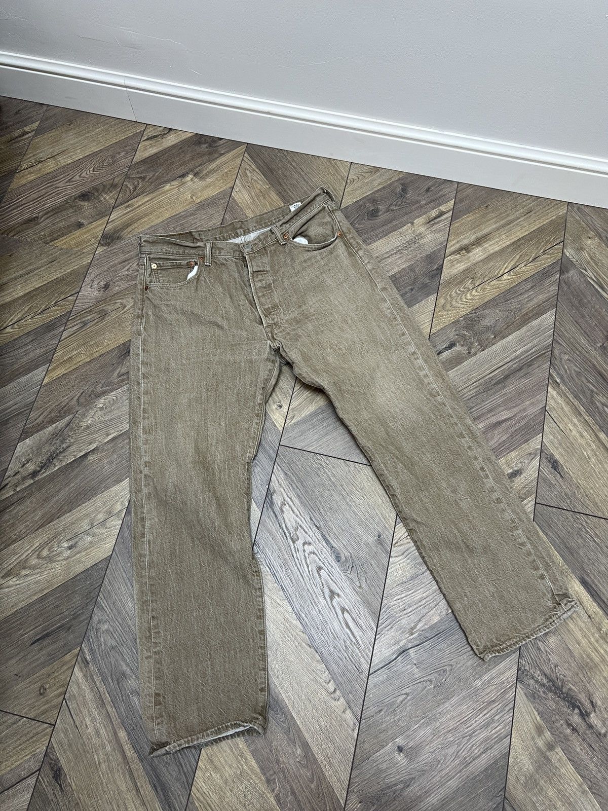 Levi's × Vintage Levis 501 Camel Brown Denim Jeans White Oak Cone Size US 36 / EU 52 - 3 Thumbnail