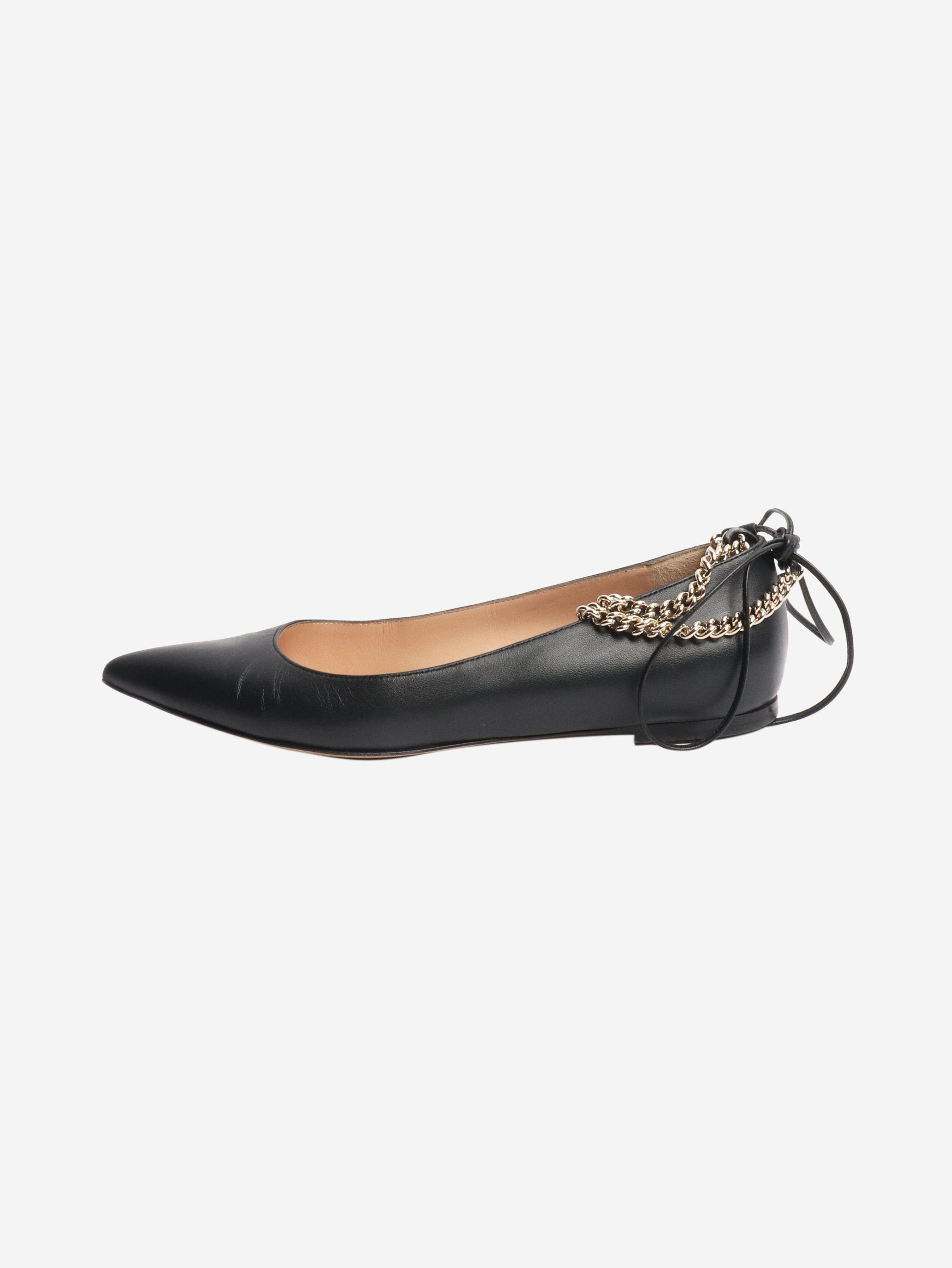 Gianvito Rossi Black point-toe chain ballet flats - EU 37 Size US 6 / IT 36 - 1 Thumbnail