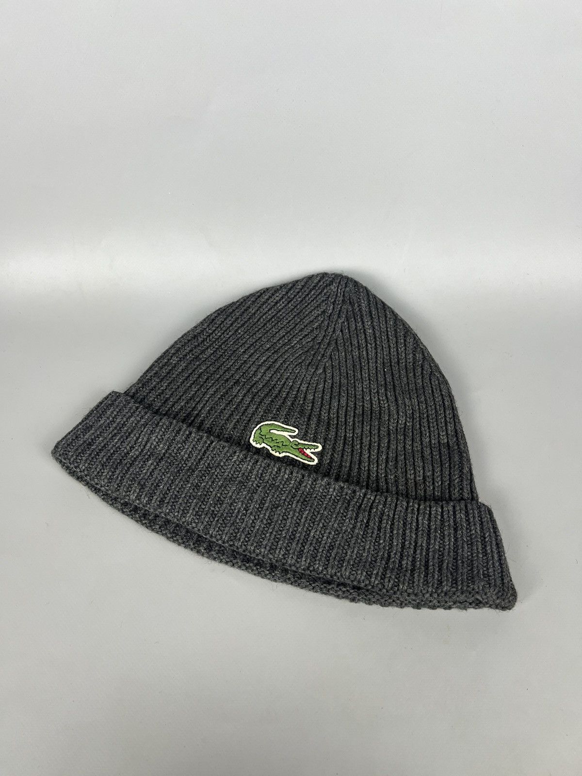 Lacoste Vintage Y2K Lacoste Logo Beanie Hat gray Streetwear Size ONE SIZE - 1 Thumbnail