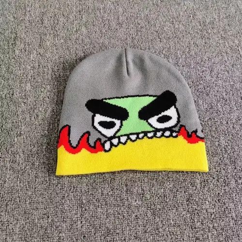 Other Cartoon Flames No Cuff Beanie Hat Grey Color Size ONE SIZE - 3 Thumbnail