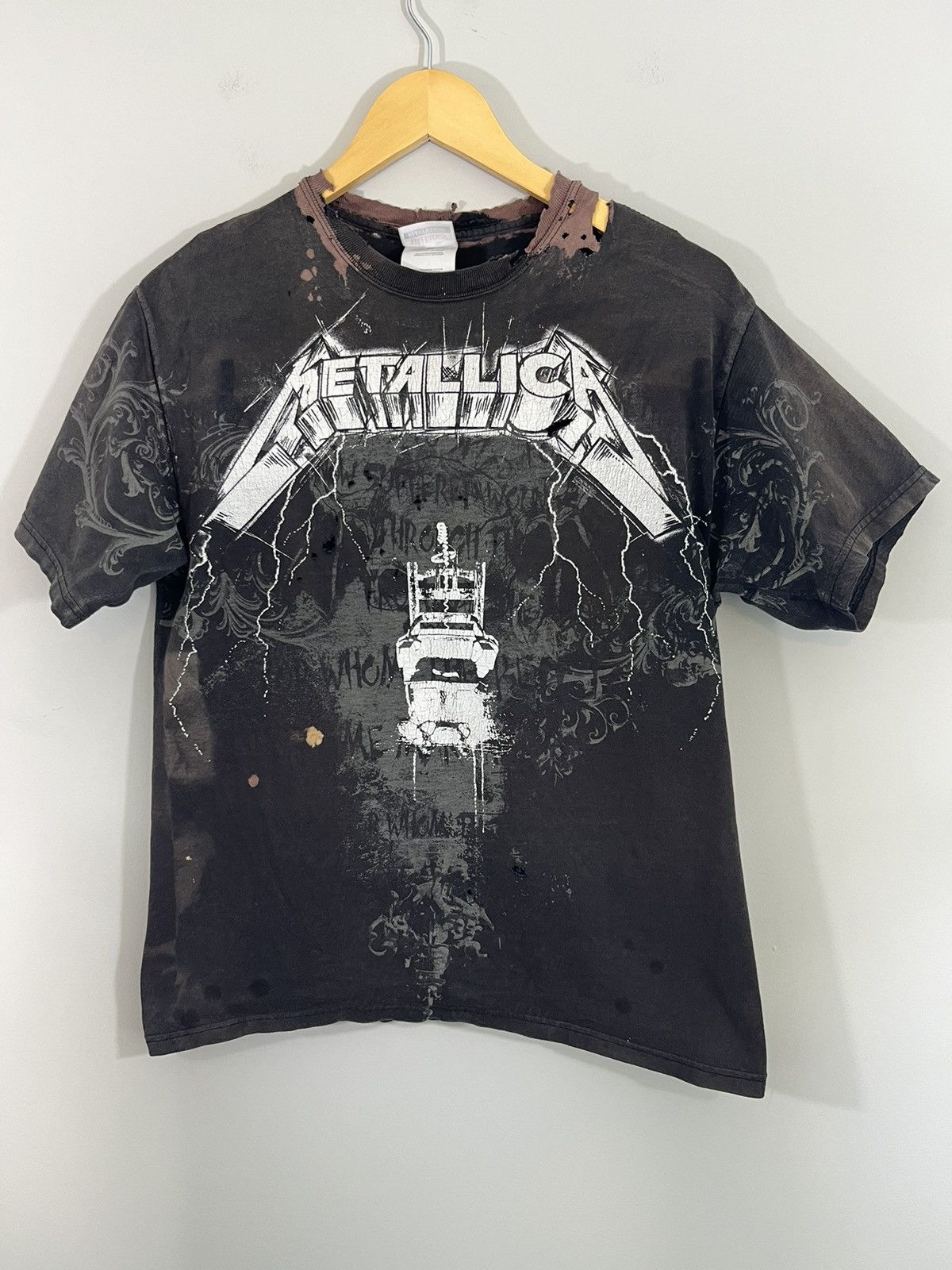 Thrashed METALLICA Bleach Stain Vintage Band Tee