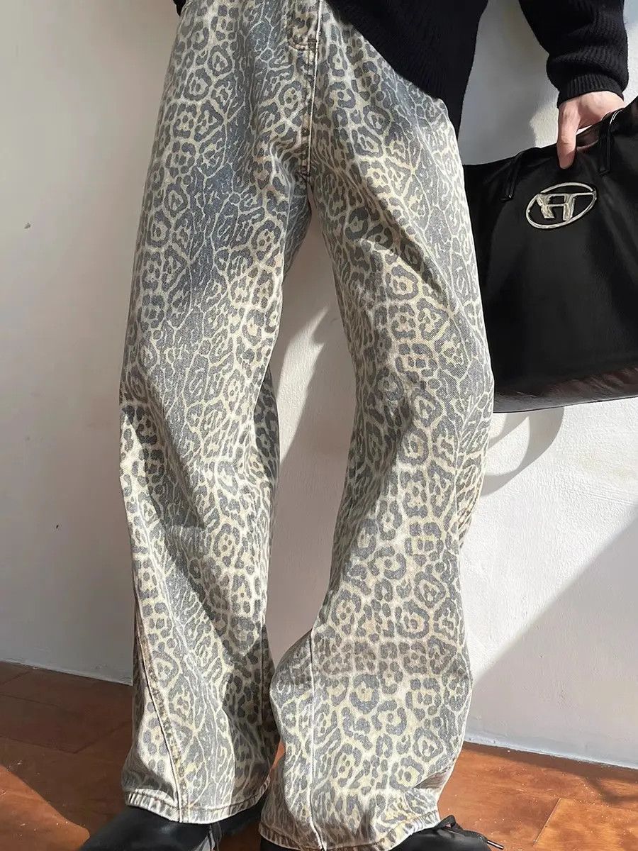 Japanese Brand × Jean Retro loose straight leg casual leopard print jeans Size US 32 / EU 48 - 1 Thumbnail