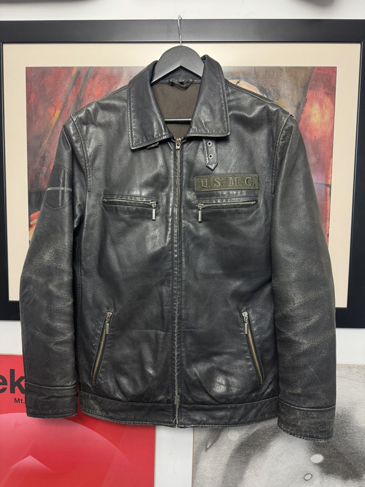 Vintage Rare Vintage 90s leather jacket black faded washed Japanese Size US S / EU 44-46 / 1 - 1 Thumbnail