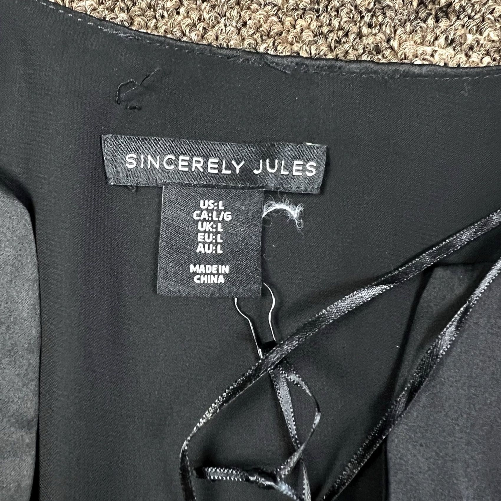 Vintage Sincerely Jules Blouse Shirt Cropped Satin Long Sleeve Black Sz Large Womens Size L / US 10 / IT 46 - 2 Thumbnail