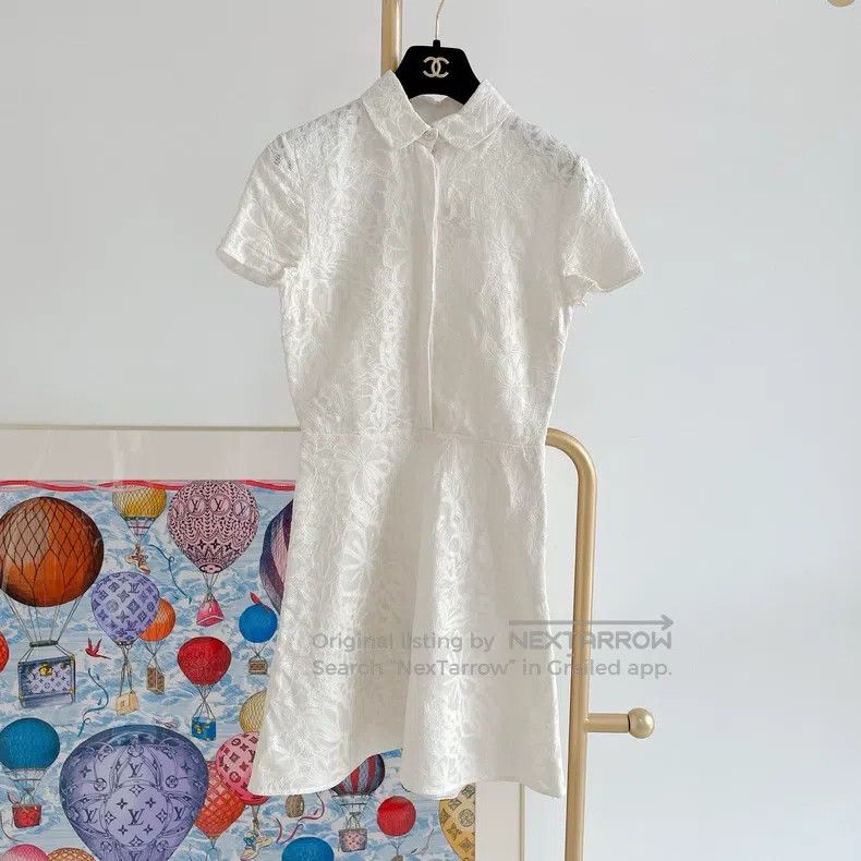 Valentino White dark vein jacquard dress