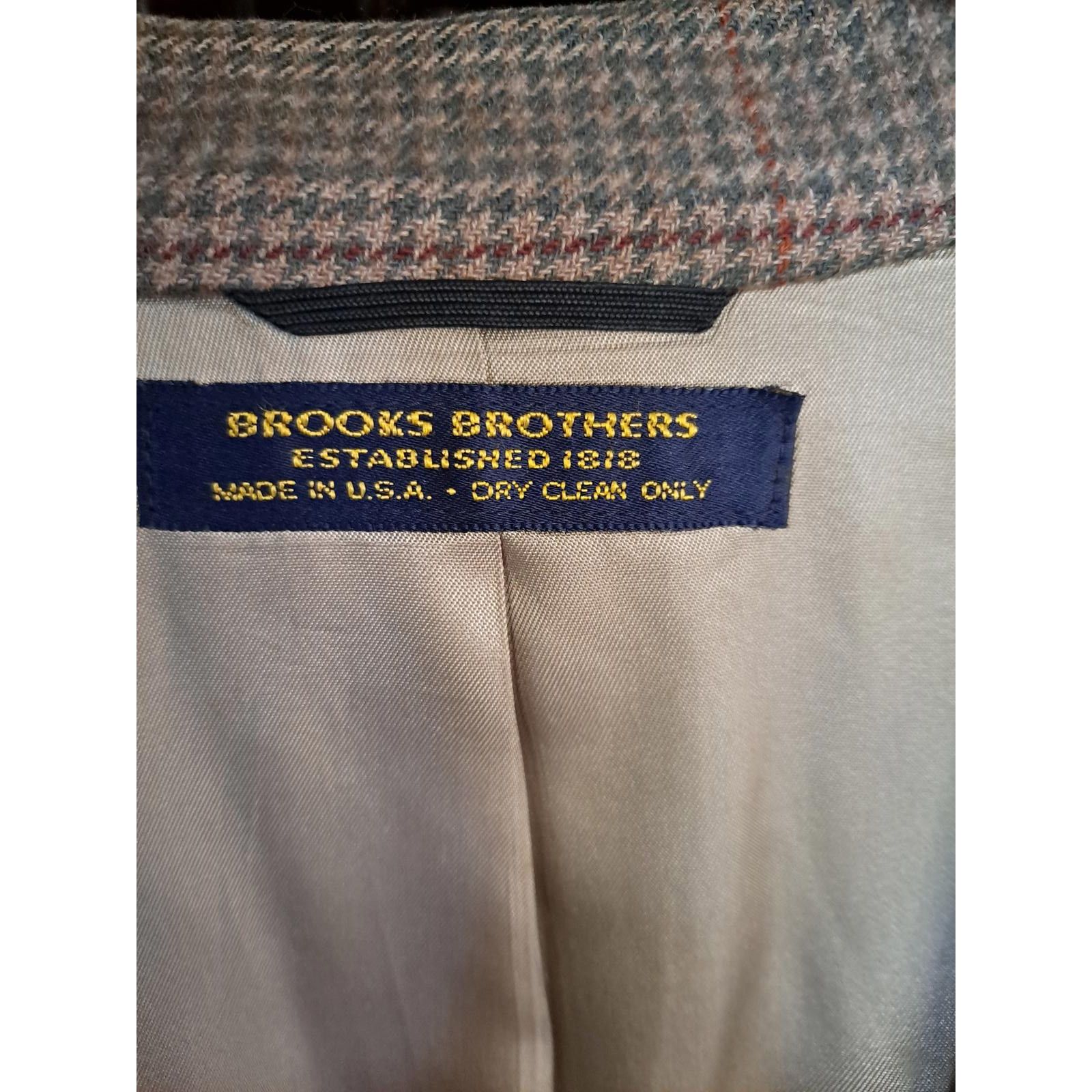 Brooks Brothers Brooks Brothers Tan Plaid 2 Button Blazer 100% Camel Hair Size 46R - 3 Thumbnail