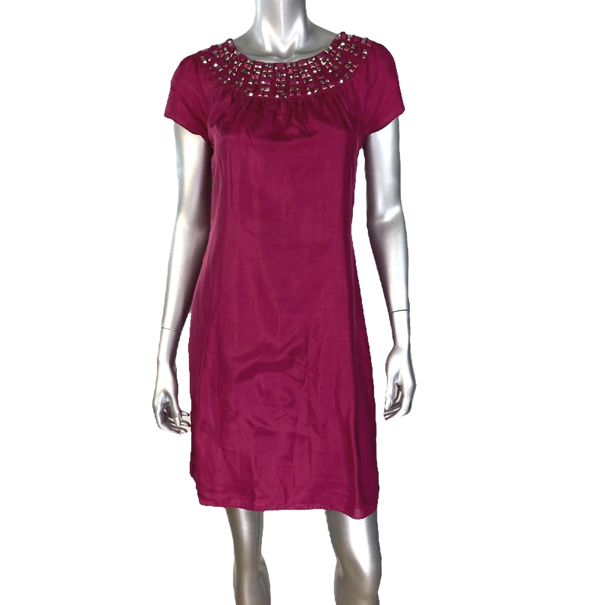 Elie Tahari Elie Tahari Della Silk Pink Embellished Beaded Shift Dress 2 Size XS / US 0-2 / IT 36-38 - 6 Thumbnail
