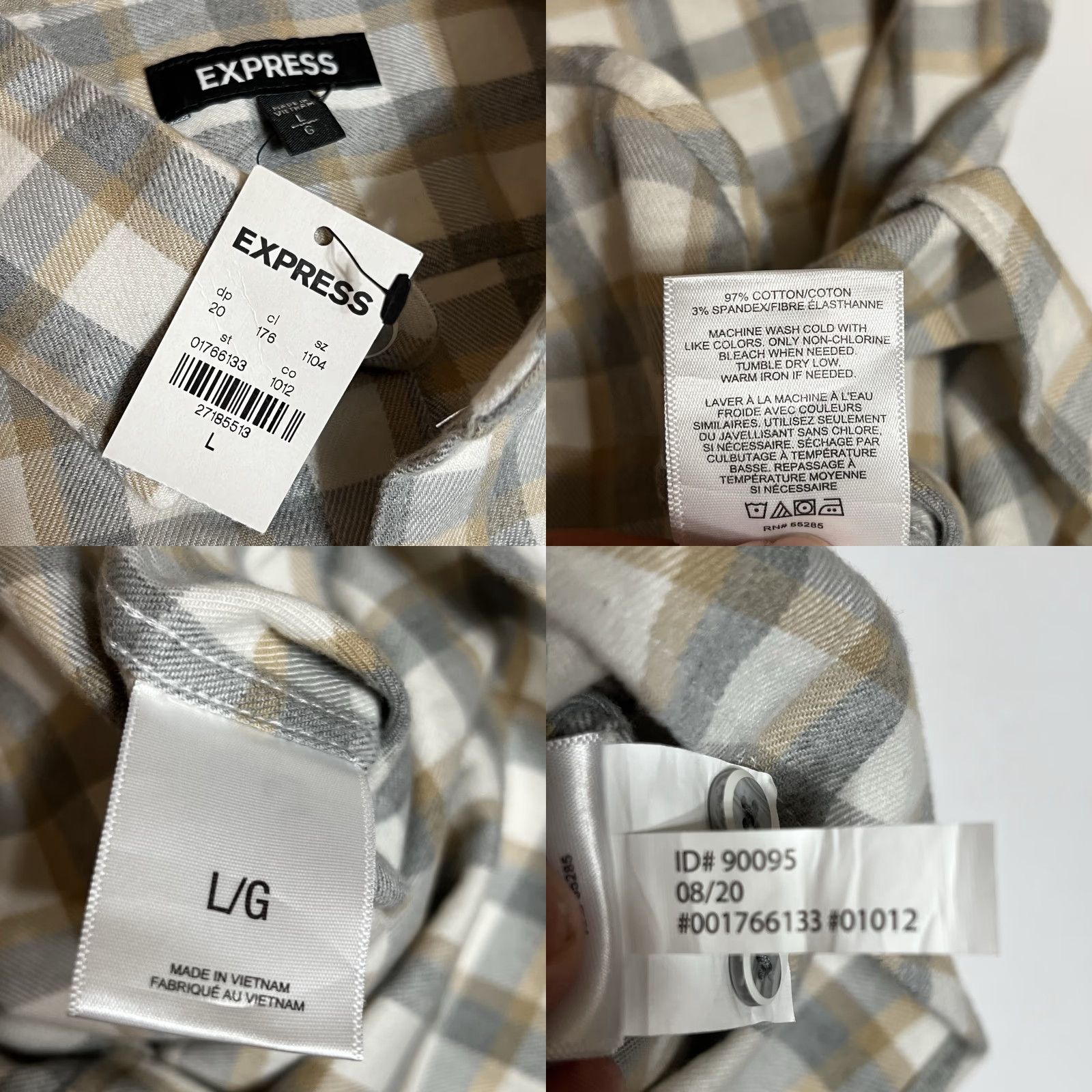 Express EXPRESS Shirt Long Sleeve Button-Down Plaid Casual Workwear Multicolor Cotton Blend Flannel L Size US L / EU 52-54 / 3 - 8 Thumbnail