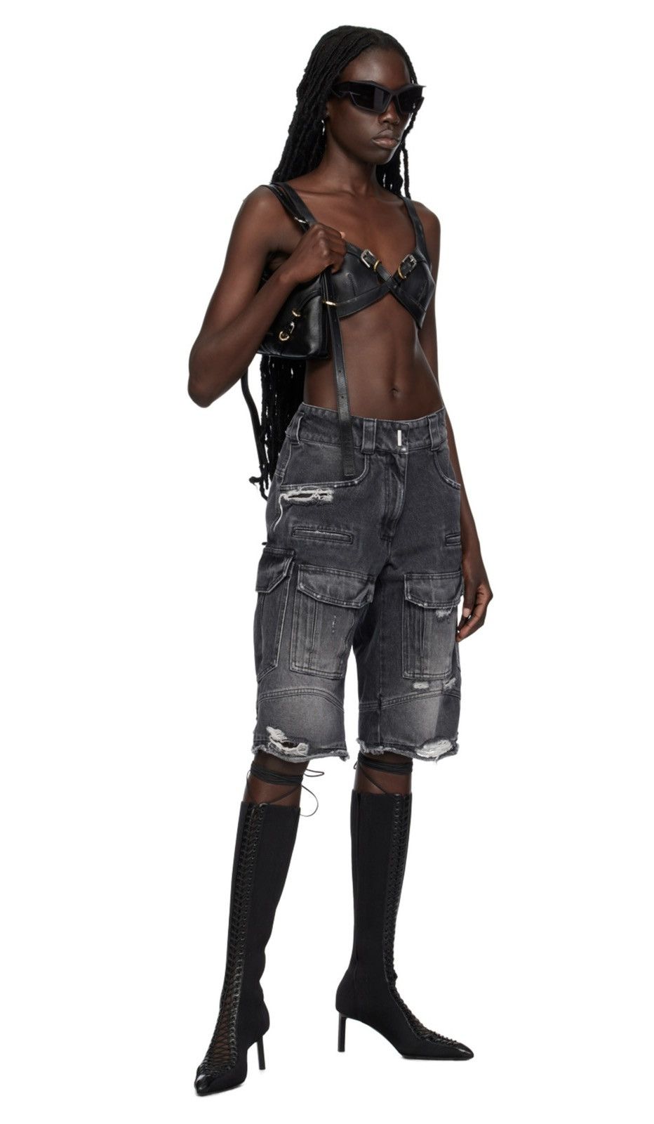 Givenchy Givenchy Black Denim Cargo Jorts Size 26" / US 2 / IT 38 - 5 Thumbnail