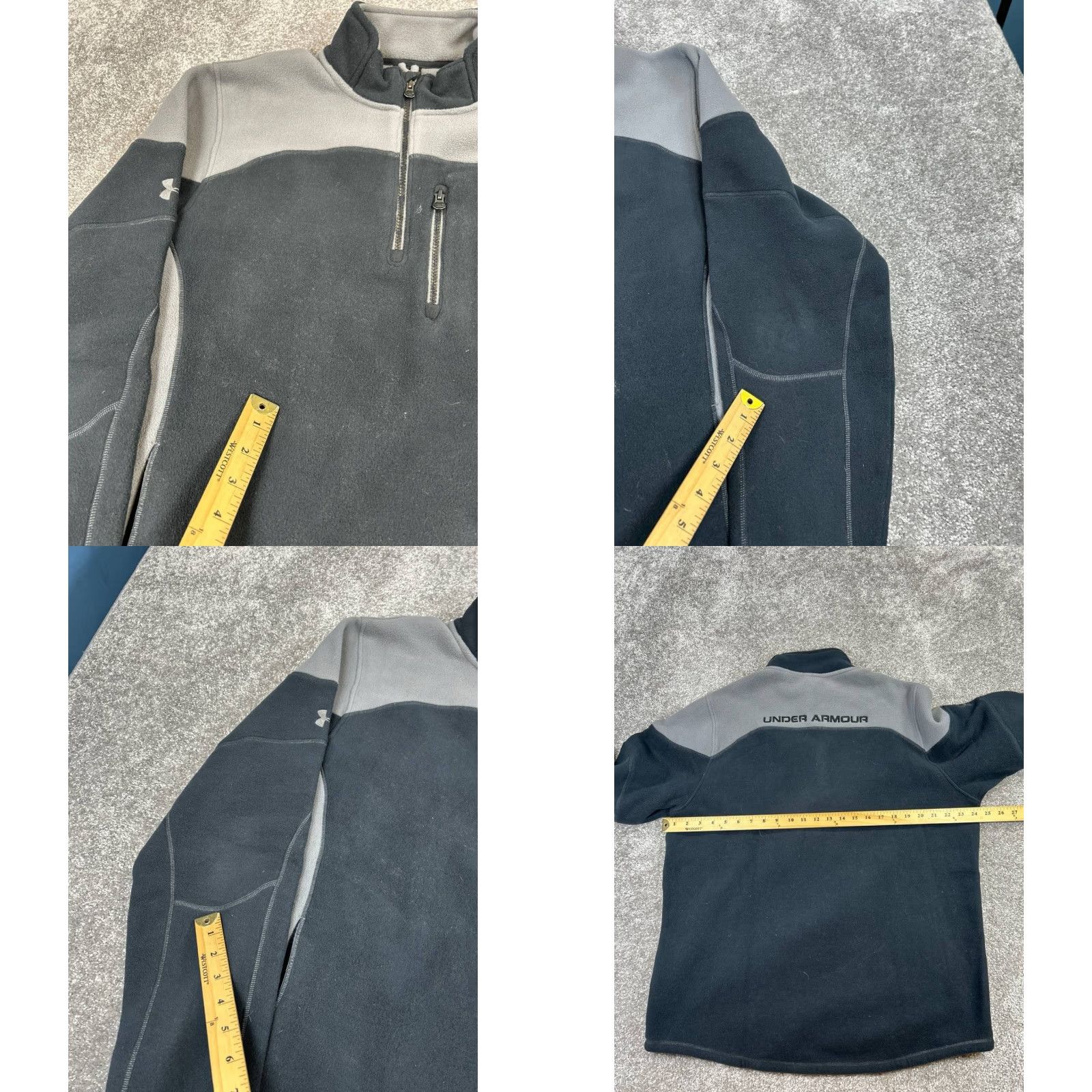 Under Armour Under Armour Mens XL Black Gray Quarter Zip Fleece Sweater Size US XL / EU 56 / 4 - 8 Thumbnail