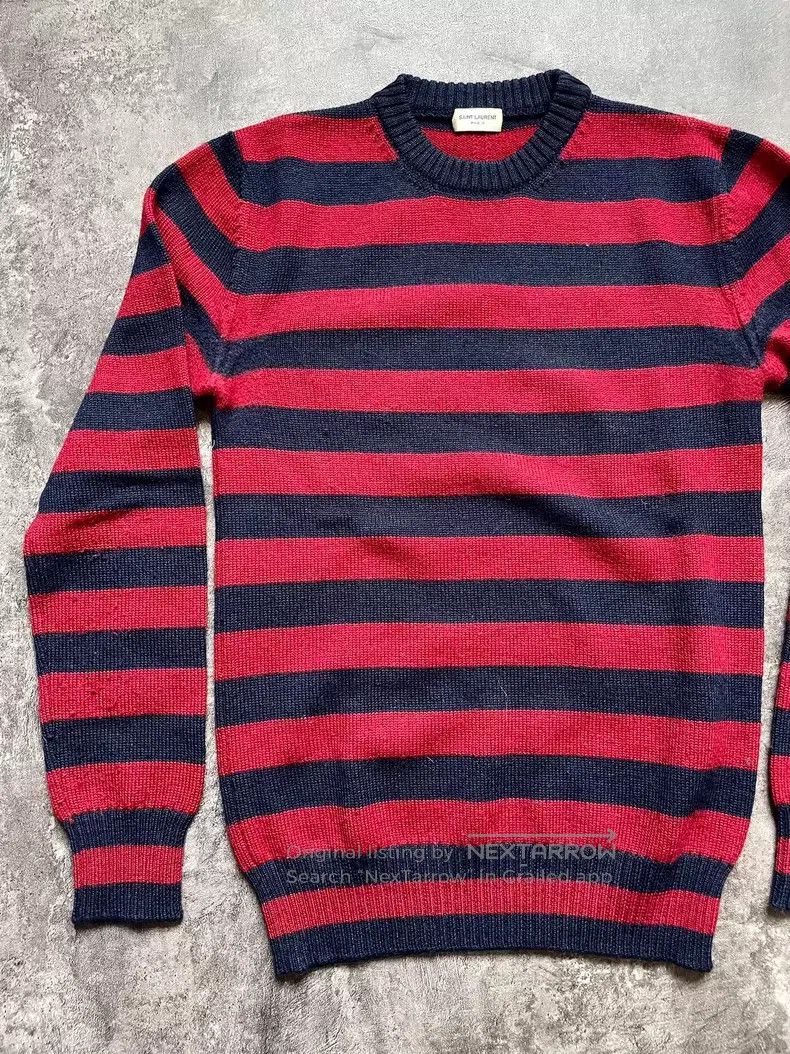 Saint Laurent Paris Saint Laurent Paris Red and Navy Striped Round Neck Wool S Size US S / EU 44-46 / 1 - 2 Thumbnail