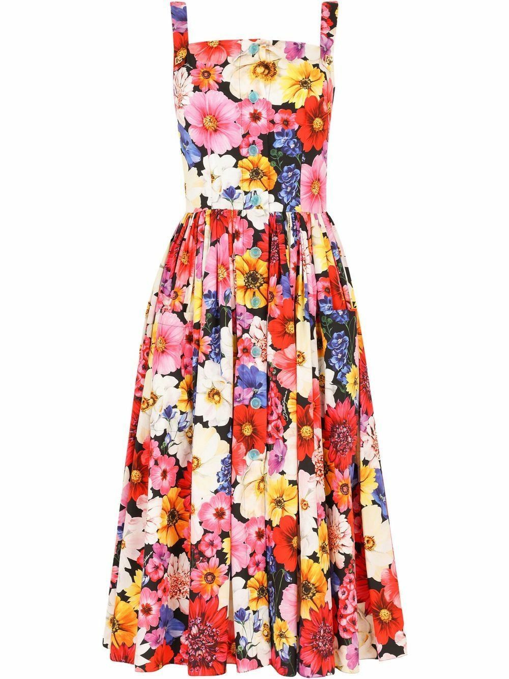 Dolce & Gabbana o1y0825 Midi Dress in Multicolor Size XS / US 0-2 / IT 36-38 - 1 Thumbnail
