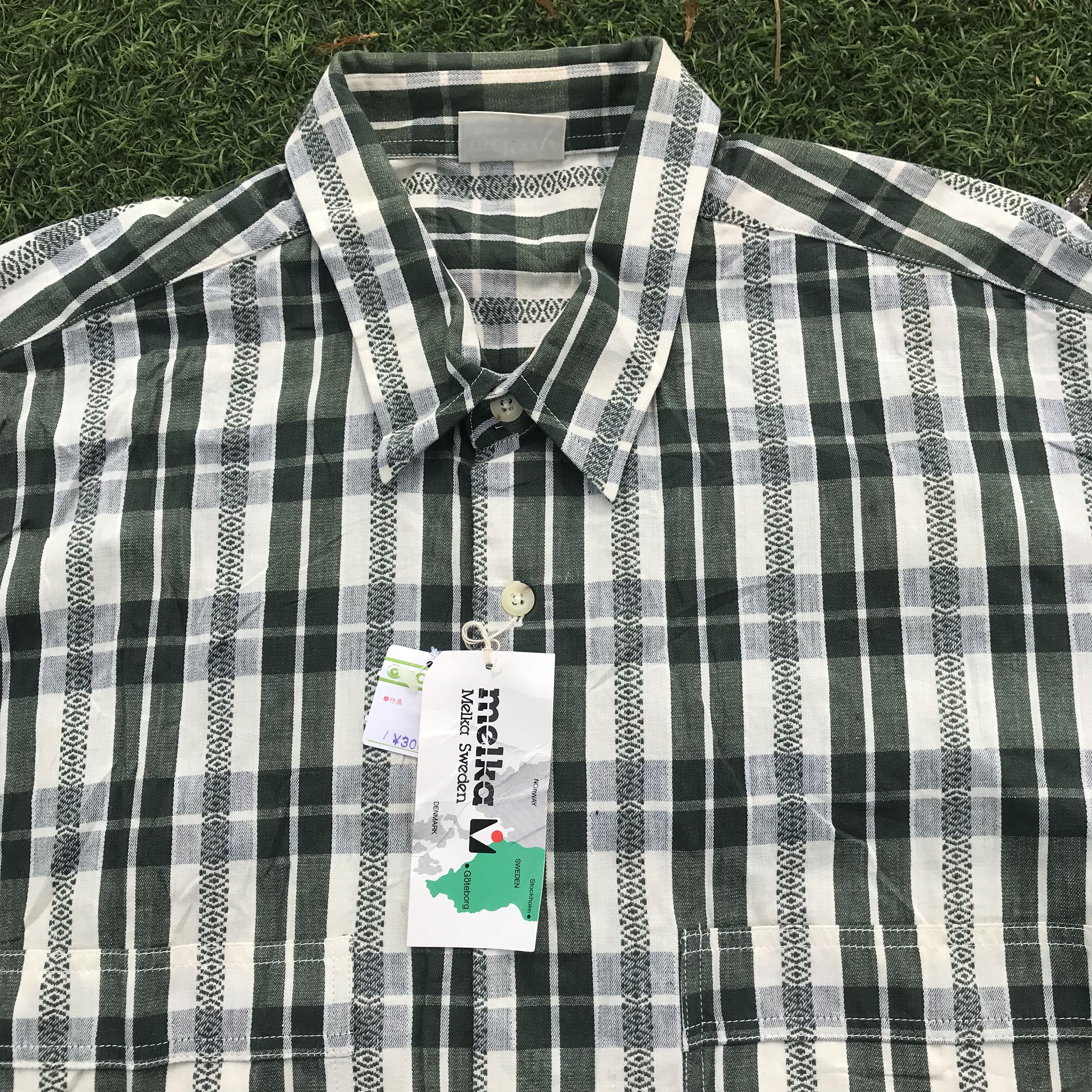 Vintage Melka of sweden Shirt green plaid Tartan long sleeves shirt Size US L / EU 52-54 / 3 - 13 Thumbnail
