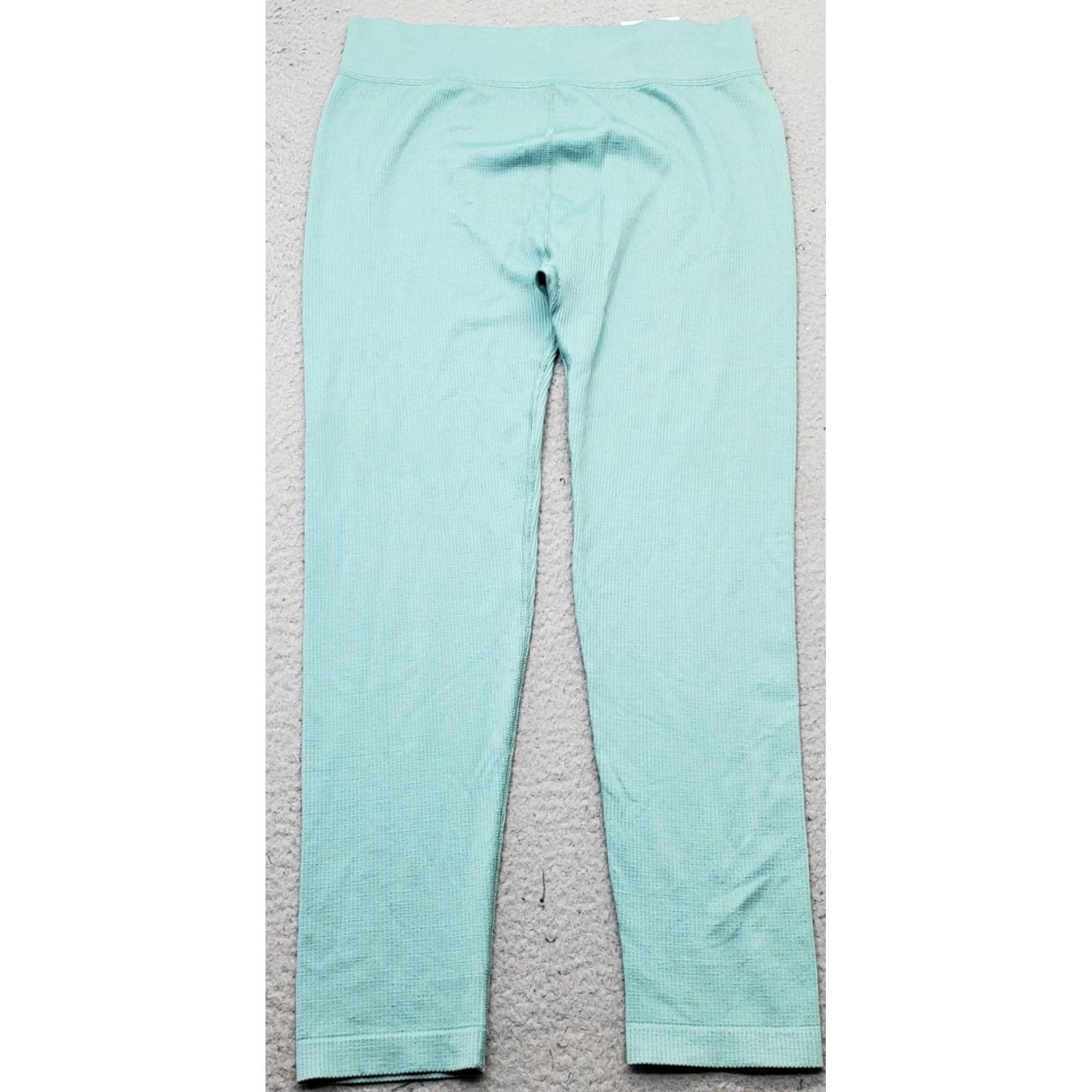 Vintage SO Leggings Womens XL Green High Rise Fitted Seamless Elastic Waist Skinny Leg Size 40" / US 18 - 2 Thumbnail