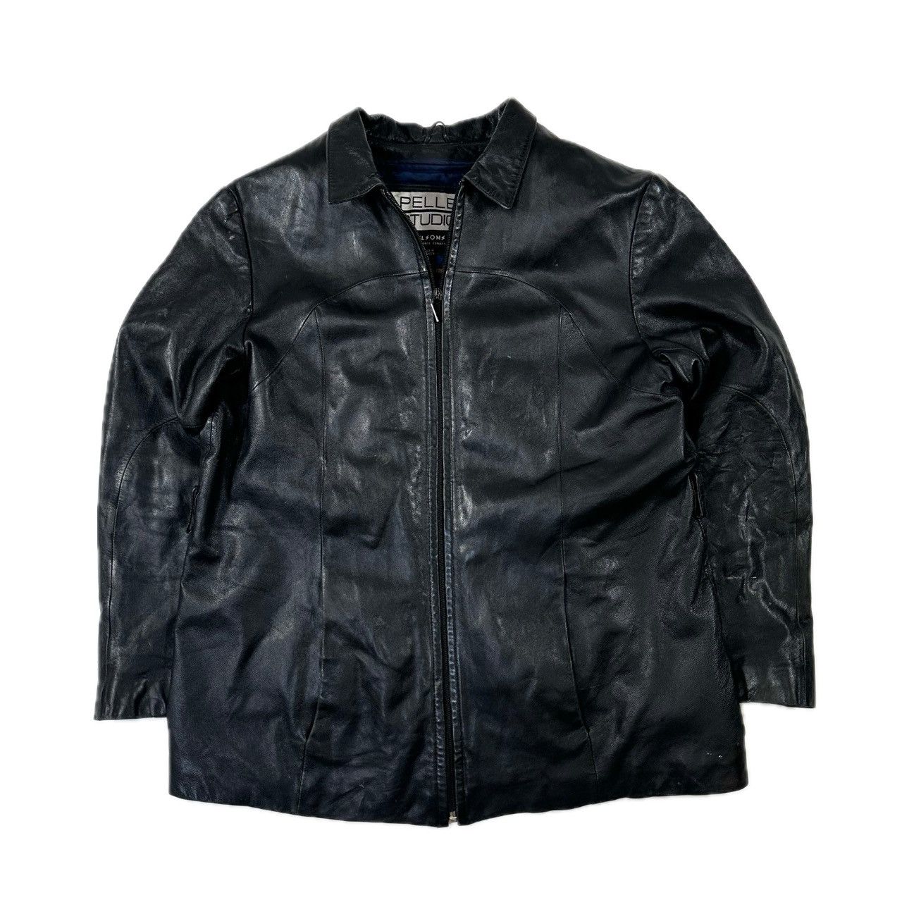 Vintage Vintage 90s Pelle Studios Wilsons Leather Long Zip Up Jacket Size US L / EU 52-54 / 3 - 1 Thumbnail