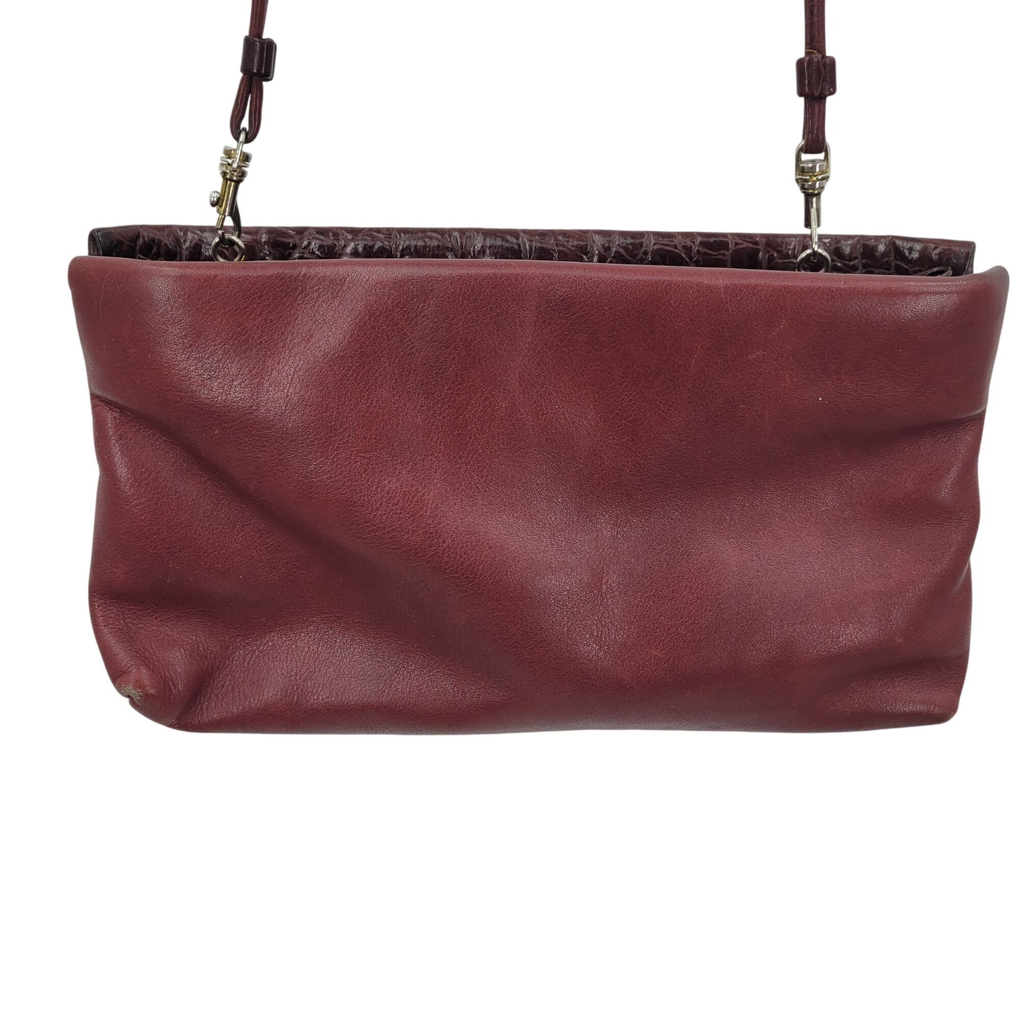 Etienne Aigner Vtg Oxblood Burgundy Wine Leather Embossed Croc Convertible Size ONE SIZE - 6 Thumbnail